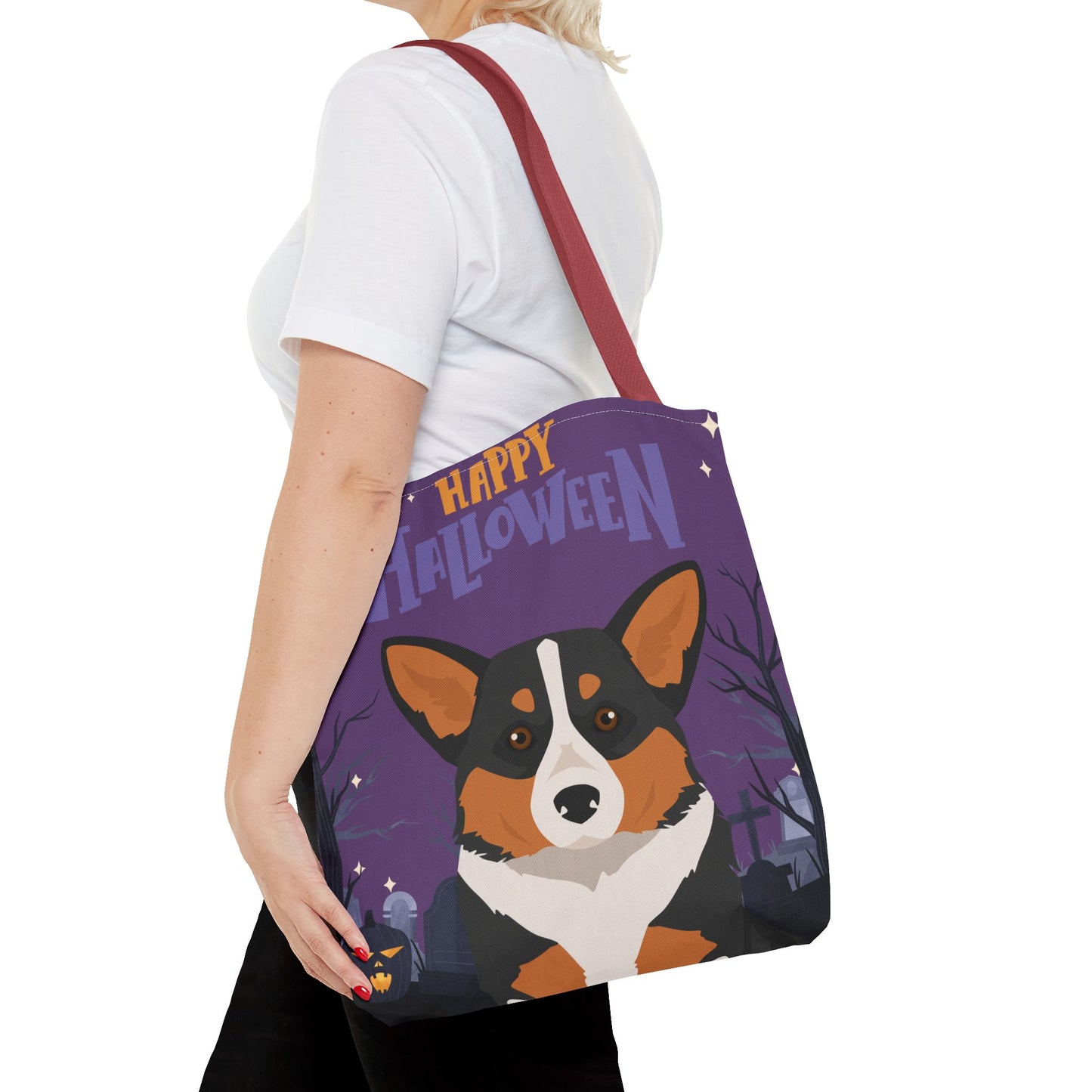 Pembroke Welsh Corgi Dog Happy Halloween Tote Bag 16x16