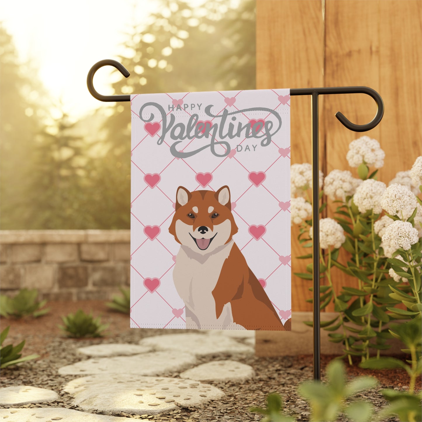 Hokkaido Dog Valentines Day Garden Flag
