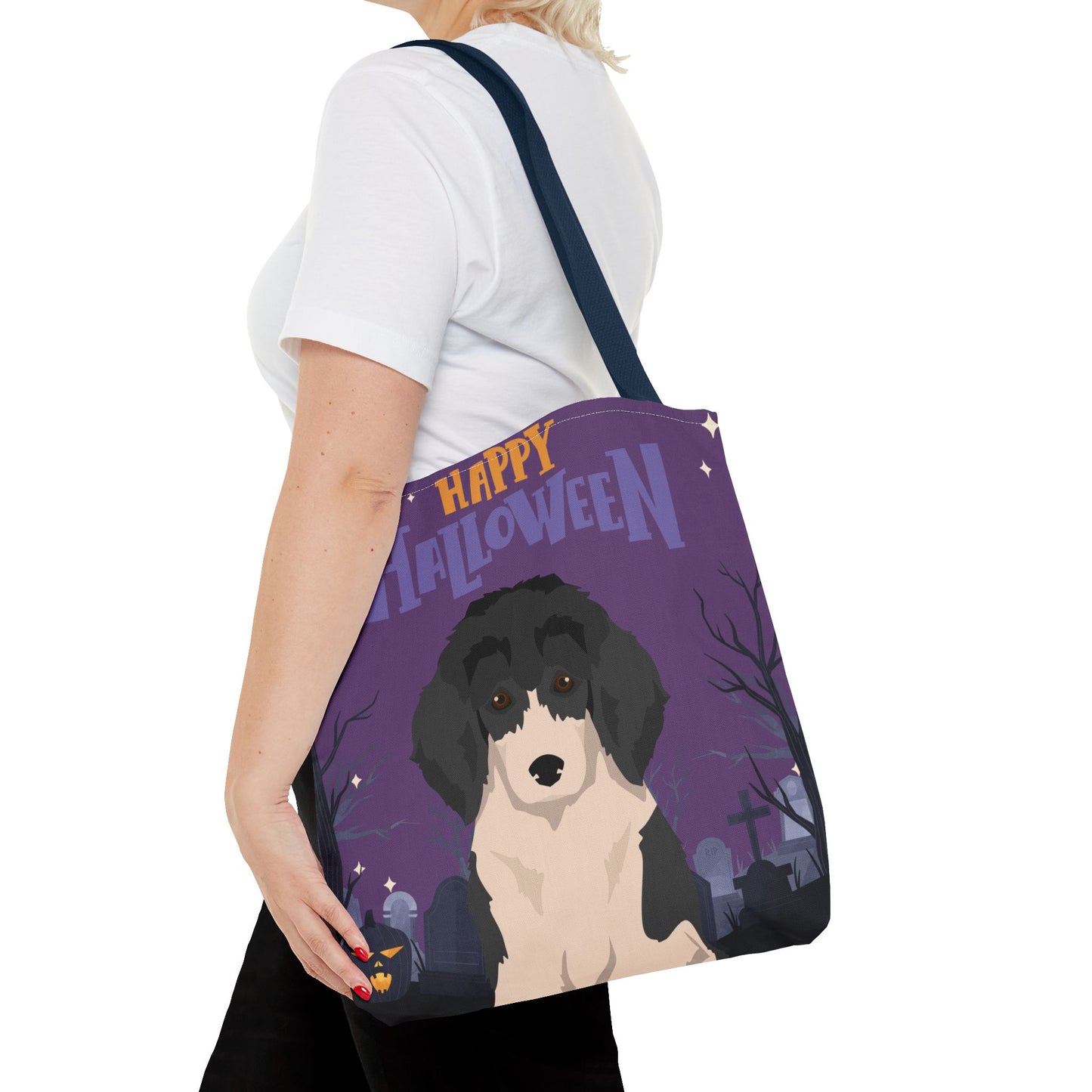 Poodle Dog Happy Halloween Tote Bag 16x16