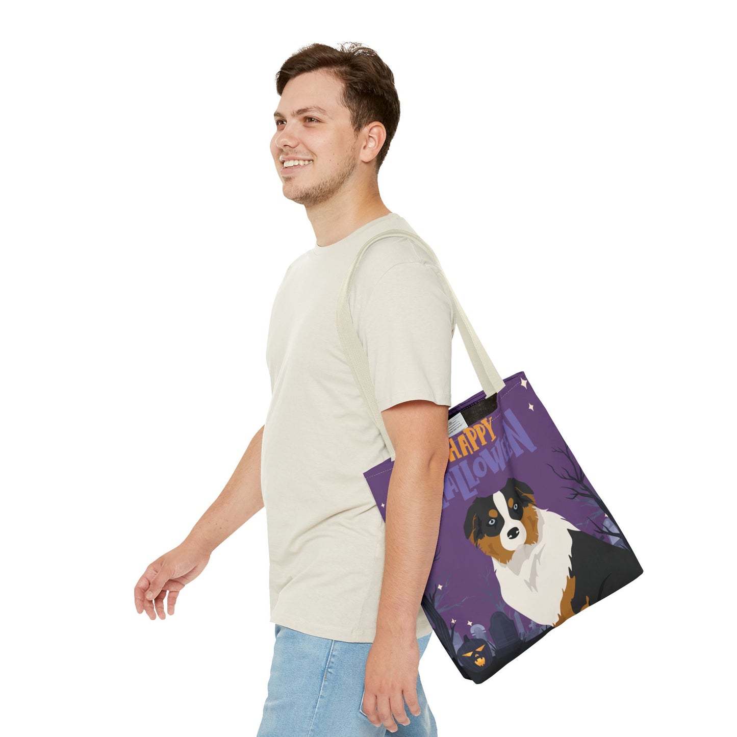 Australian Shepherd Dog Happy Halloween Tote Bag 16x16