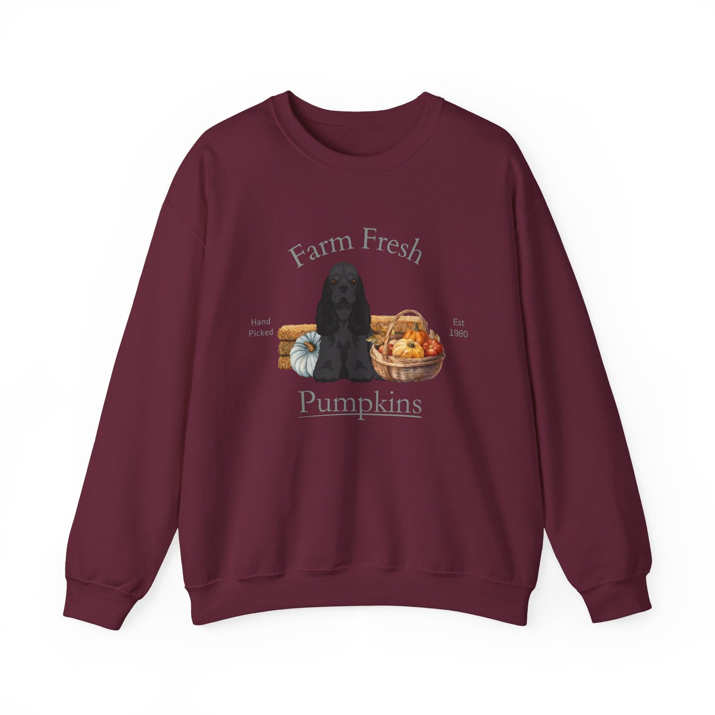 Cocker Spaniel Dog Fall Farm Fresh Unisex Heavy Blend Crewneck Sweatshirt