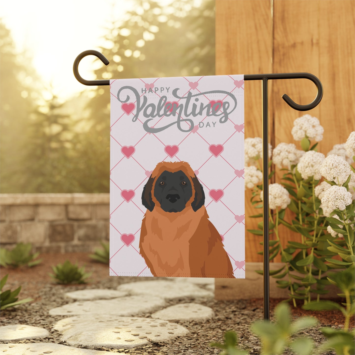 Leonberger Dog Valentines Day Garden Flag