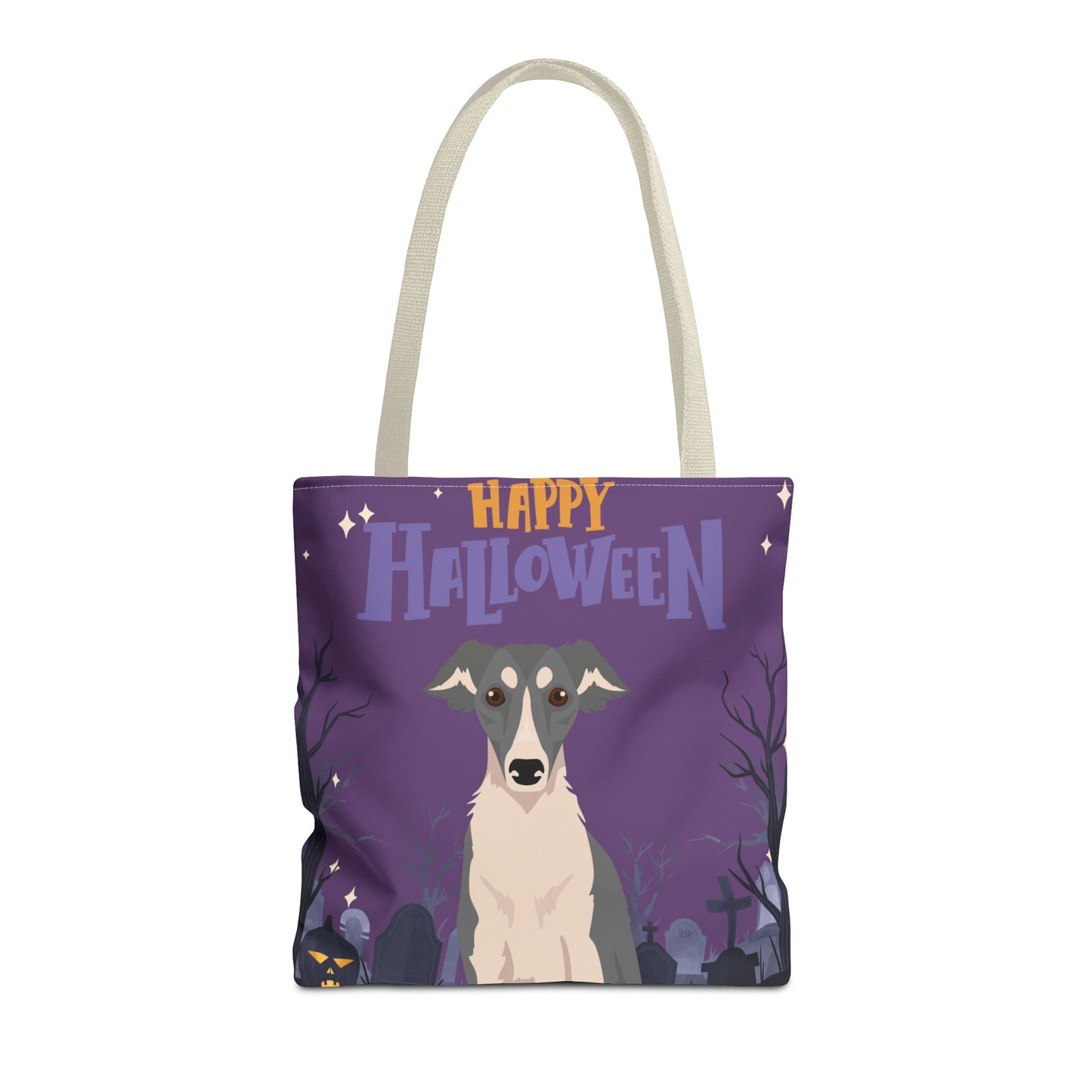 Silken Windhound Dog Happy Halloween Tote Bag 16x16