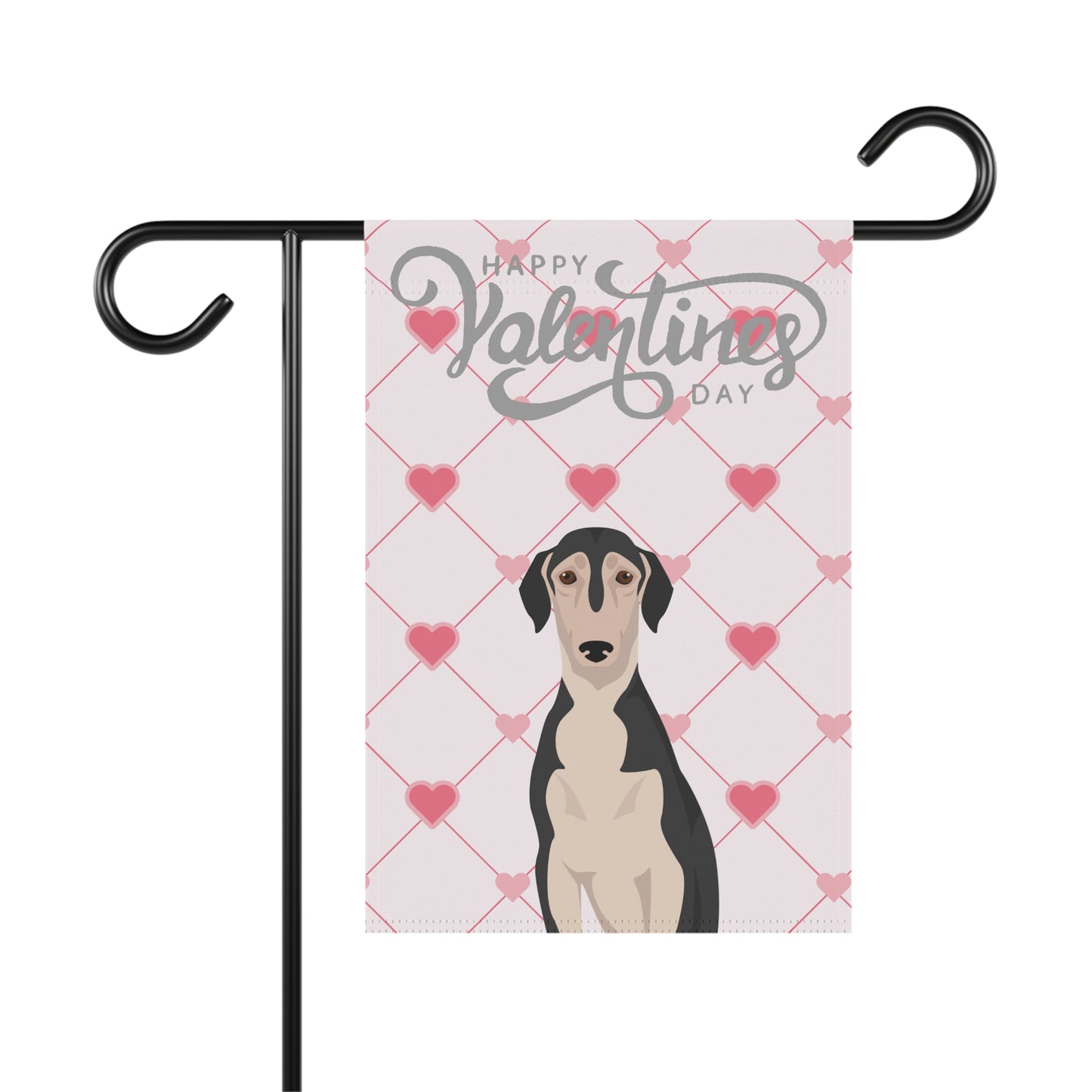Smooth Saluki Dog Valentines Day Garden Flag