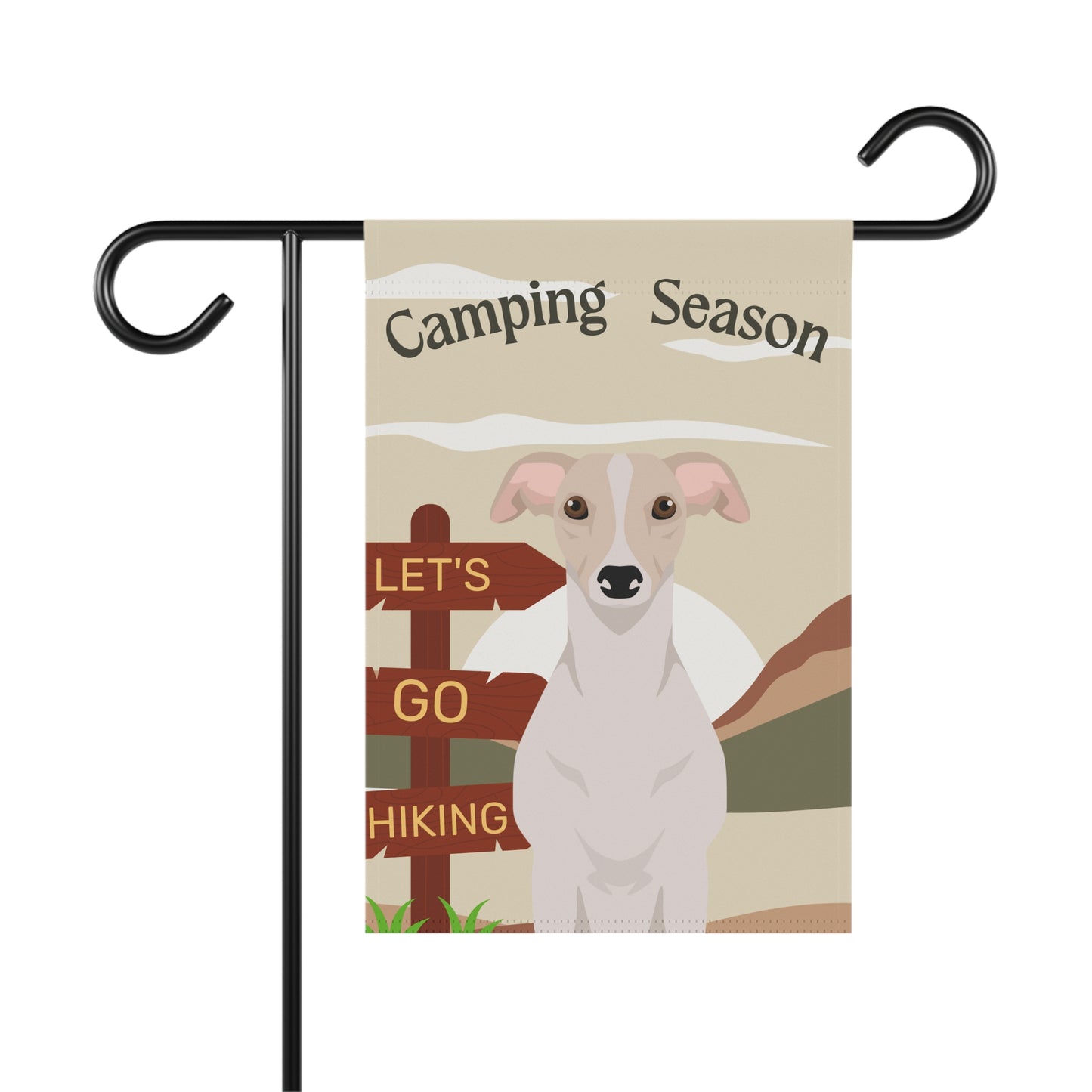 Whippet Dog Camping Garden Flag