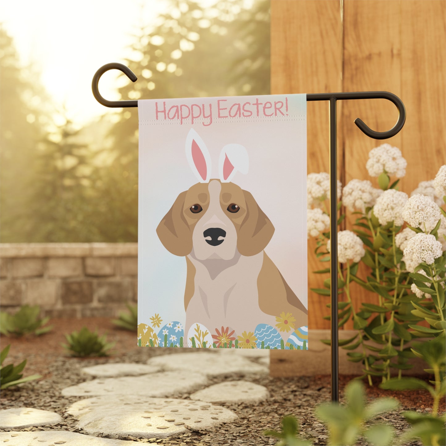 Beagle Dog Happy Easter Garden Flag