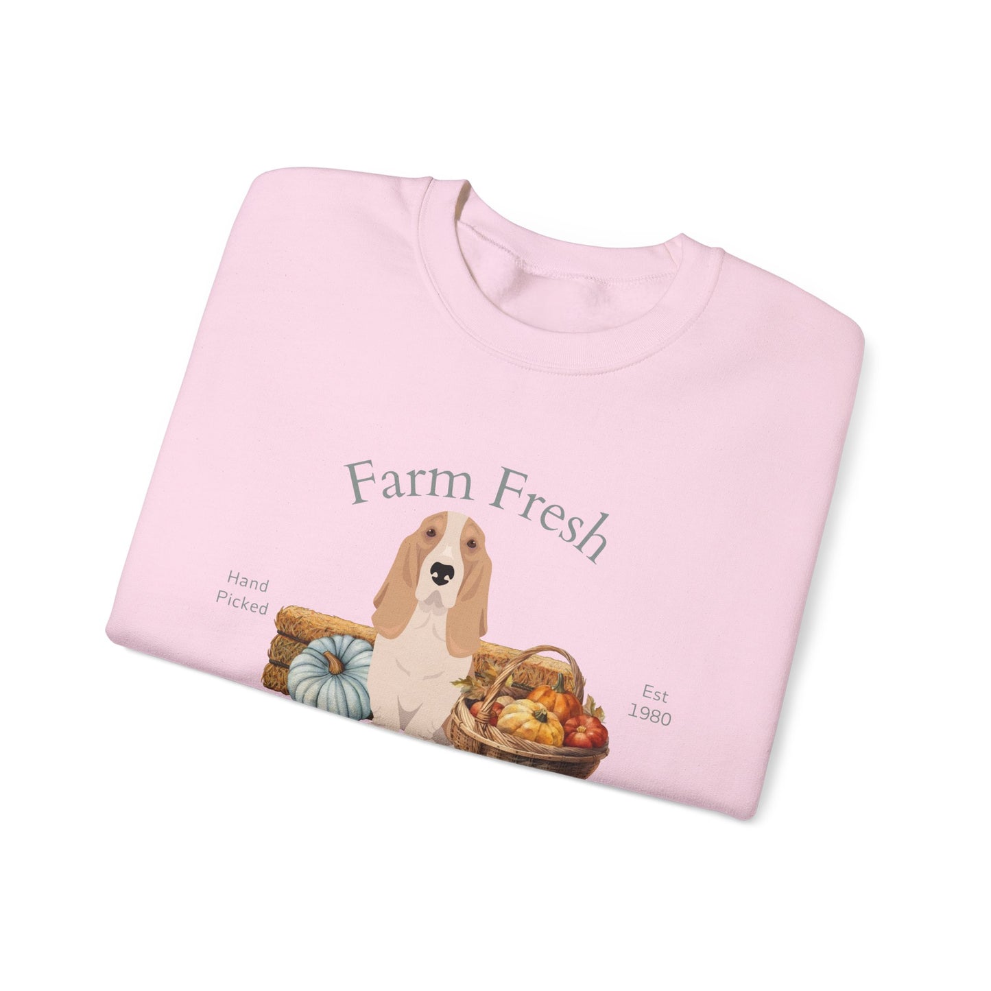 Basset Hound Dog Fall Farm Fresh Unisex Heavy Blend Crewneck Sweatshirt