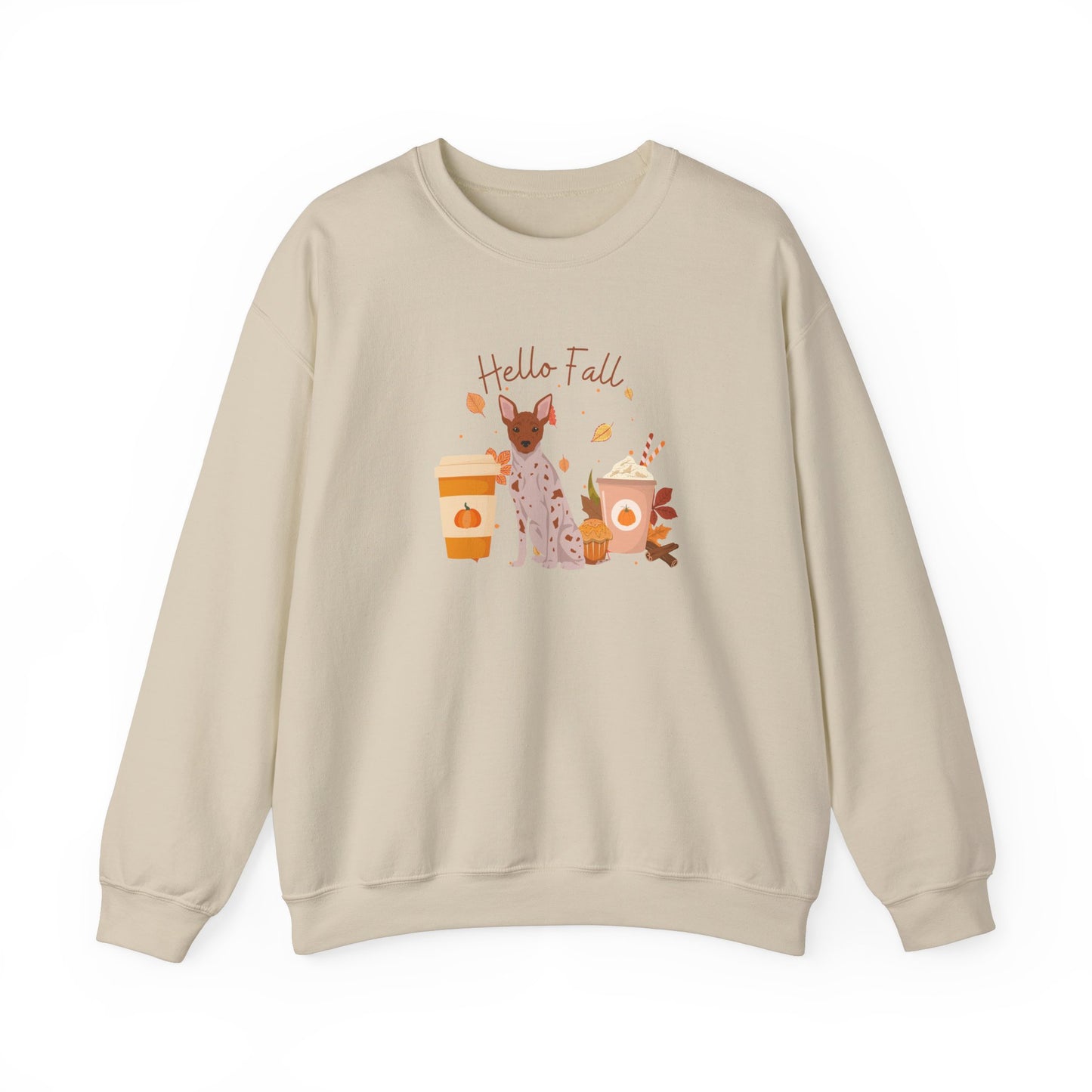 American Hairless Terrier Dog Fall Unisex Heavy Blend Crewneck Sweatshirt