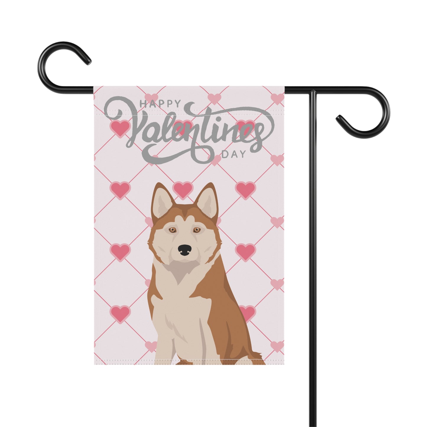 Alaskan Husky Dog Valentines Day Garden Flag
