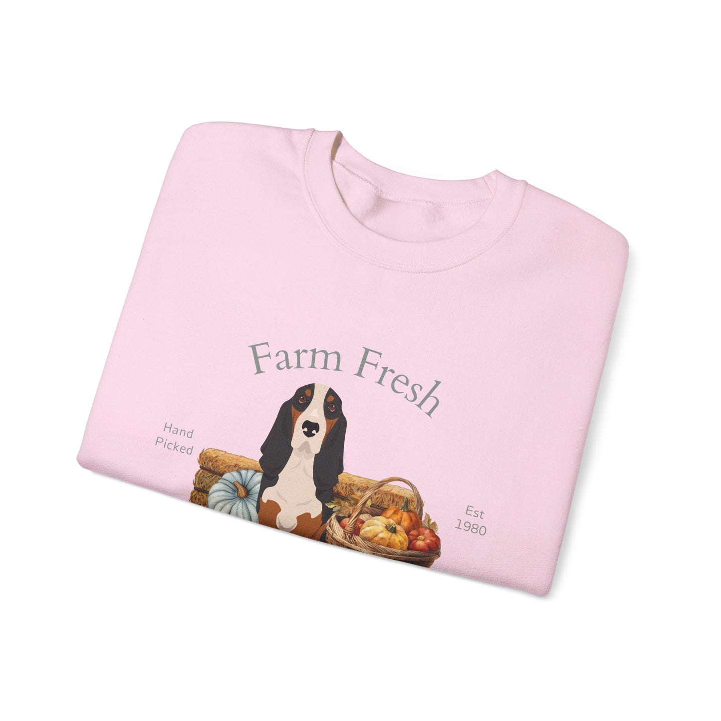 Basset Hound Dog Fall Farm Fresh Unisex Heavy Blend Crewneck Sweatshirt