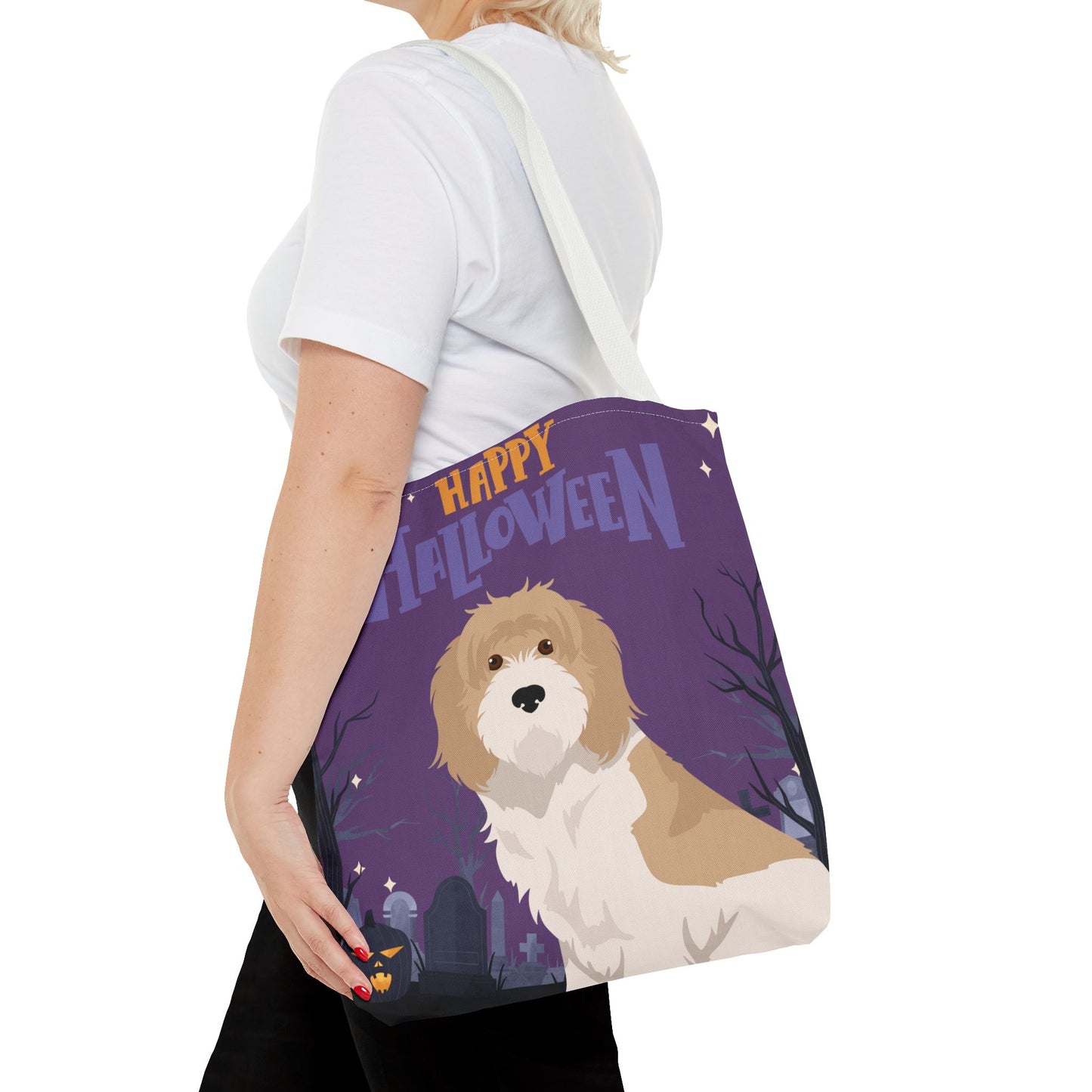 Grand Basset Griffon Vendeen Dog Happy Halloween Tote Bag 16x16