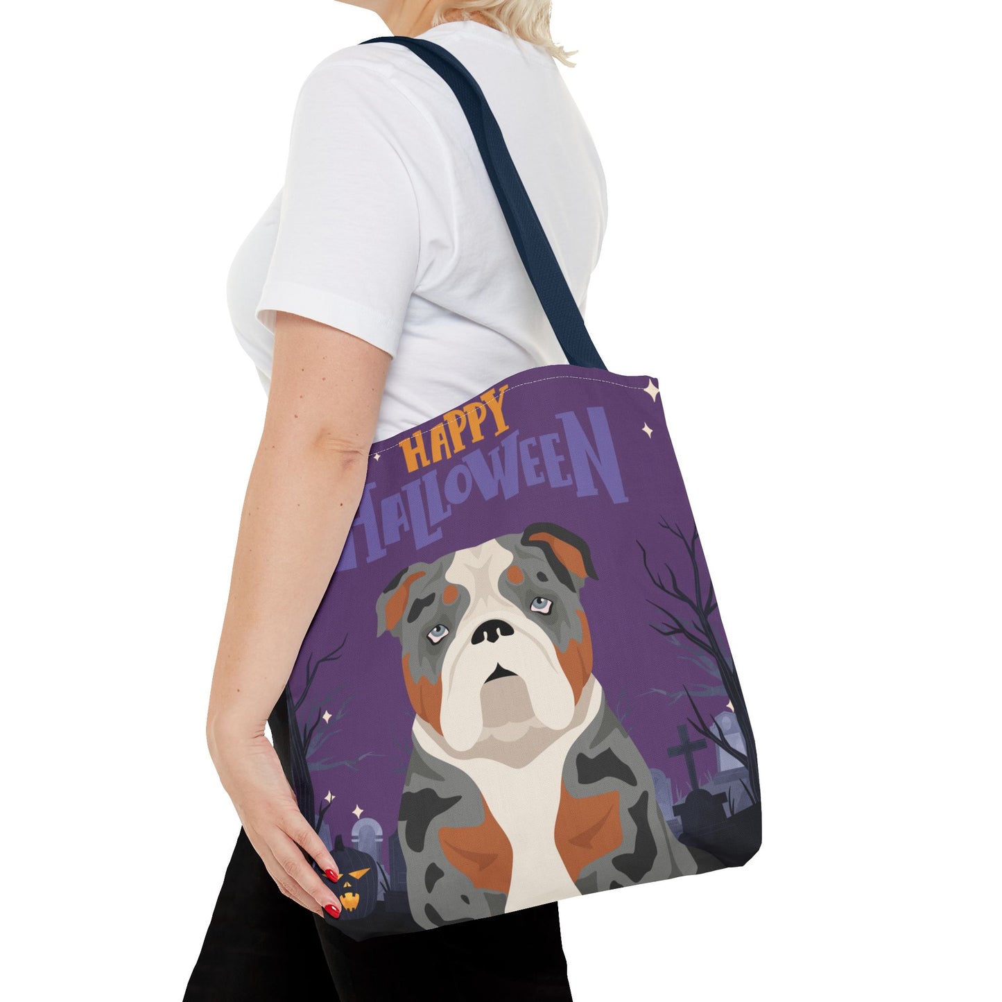 Bulldog Dog Happy Halloween Tote Bag 16x16