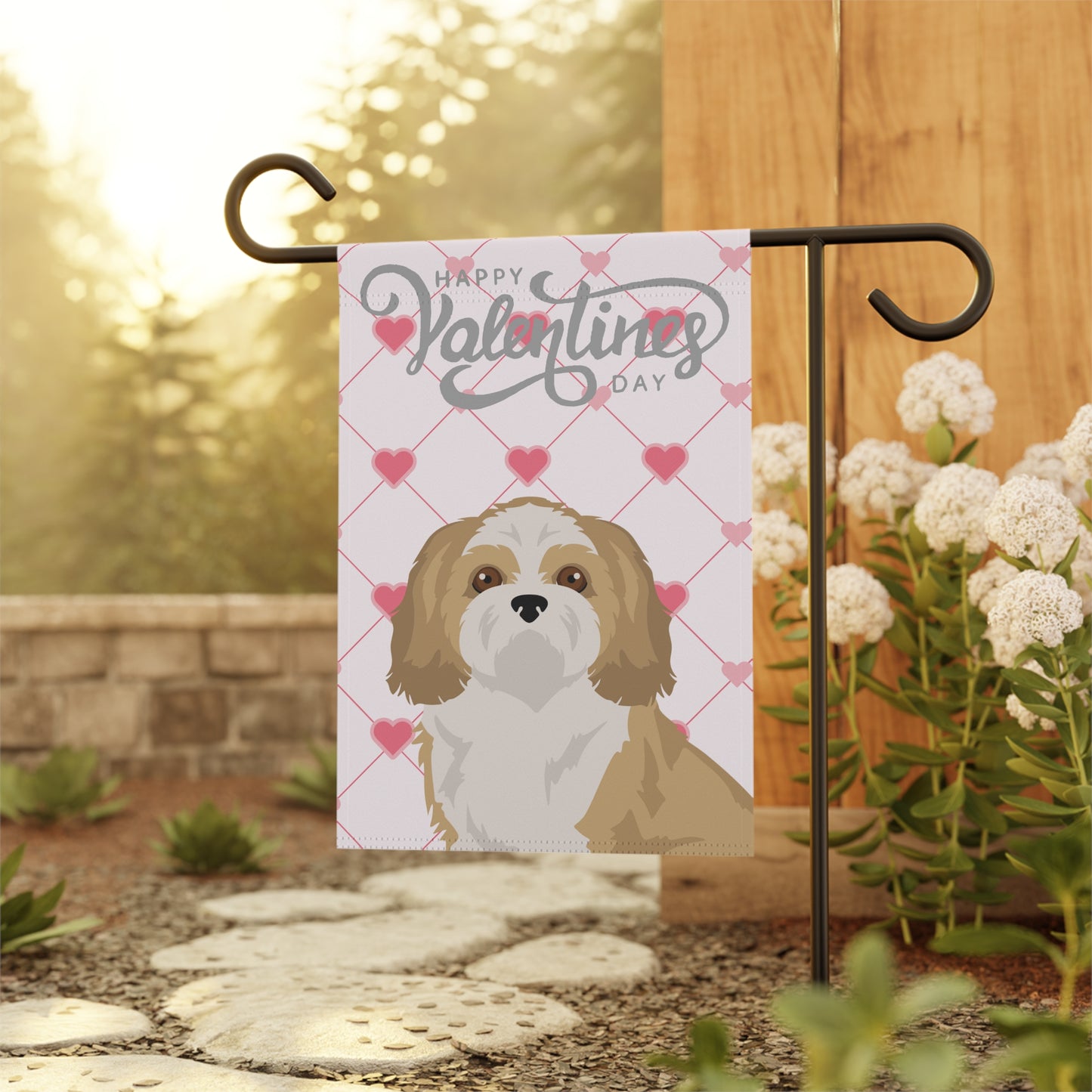 Shih Tzu Dog Valentines Day Garden Flag