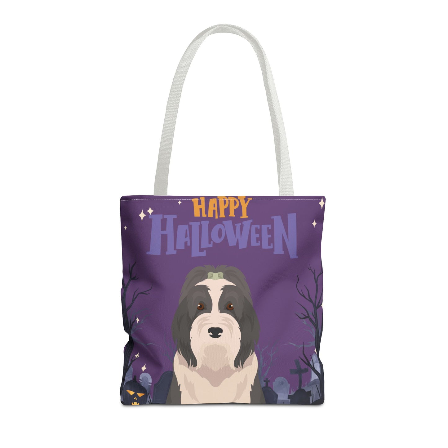 Bearded Collie Dog Happy Halloween Tote Bag 16x16