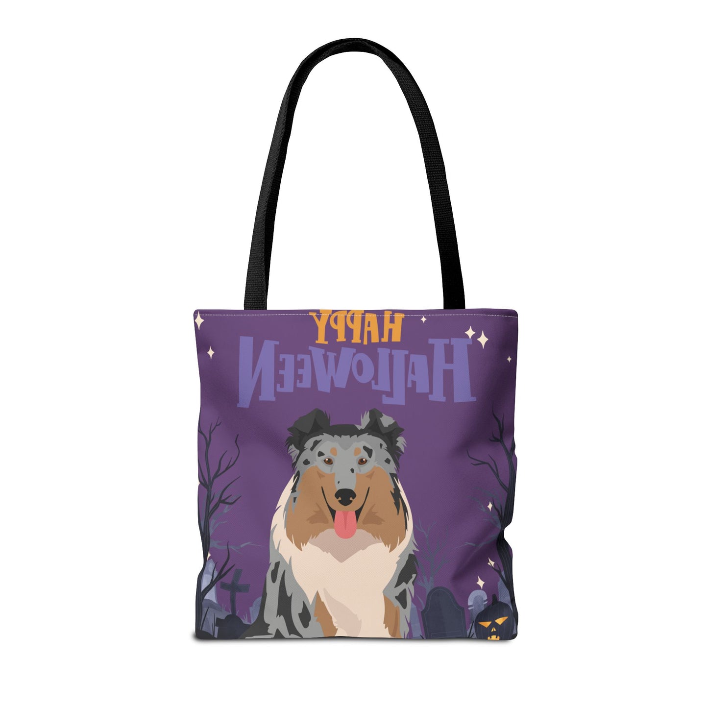 Collie Dog Happy Halloween Tote Bag 16x16