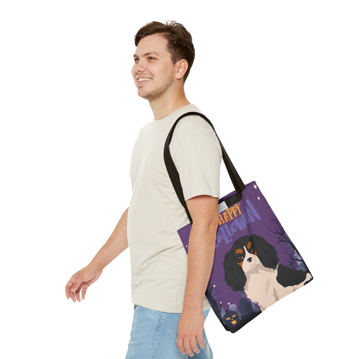 Cavalier King Charlre Spaniel Dog Happy Halloween Tote Bag 16x16