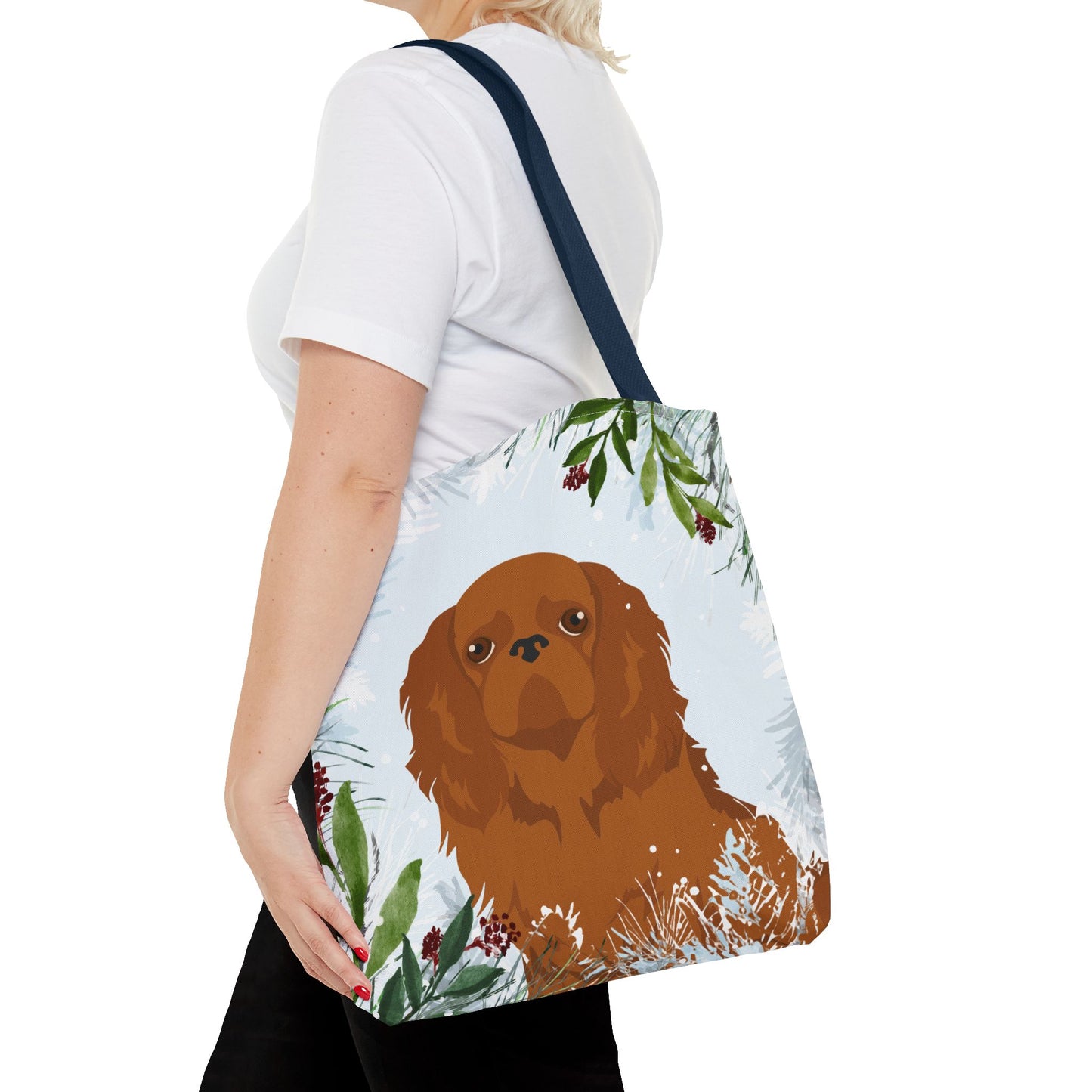 English Toy Spaniel Dog Christmas Holiday Tote Bag 16x16