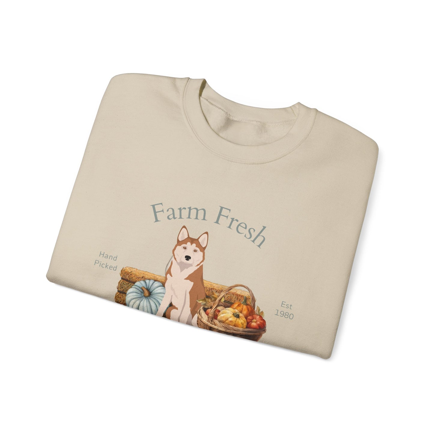 Alaskan Husky Dog Fall Farm Fresh Unisex Heavy Blend Crewneck Sweatshirt