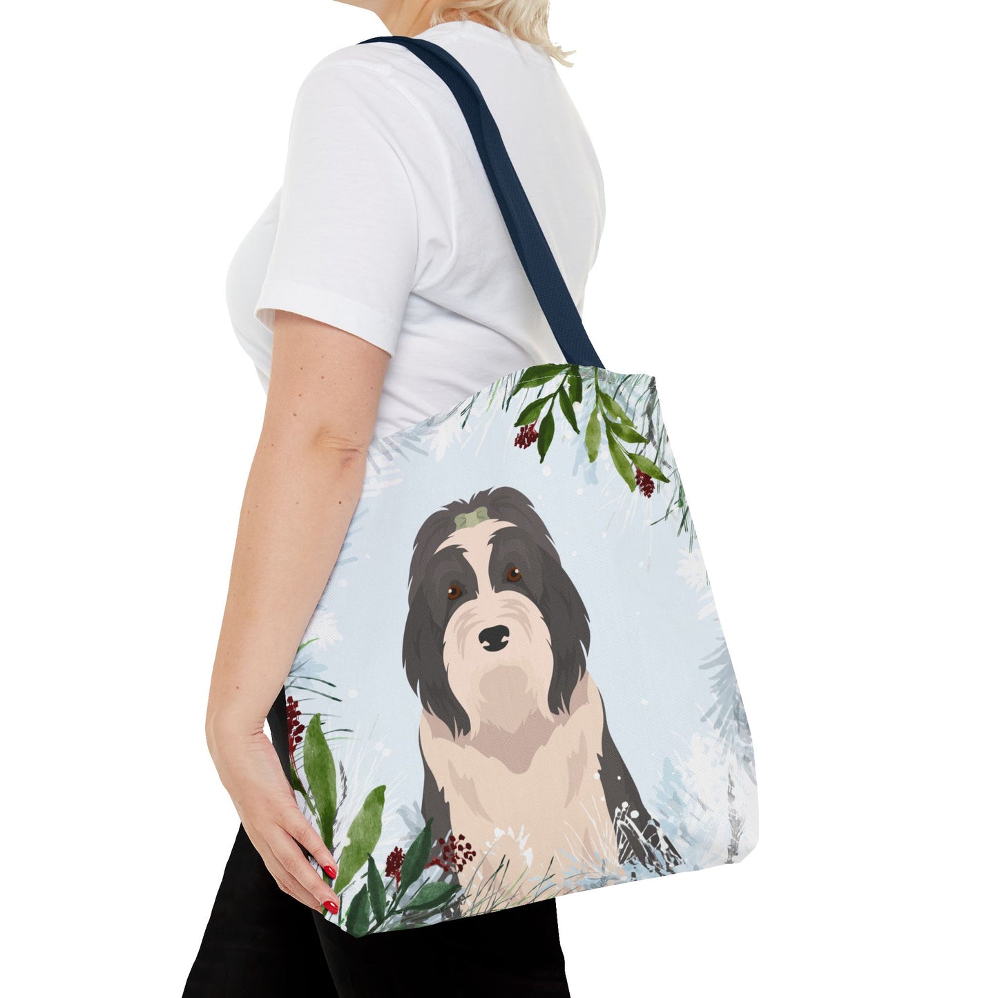 Bearded Collie Dog Christmas Holiday Tote Bag 16x16