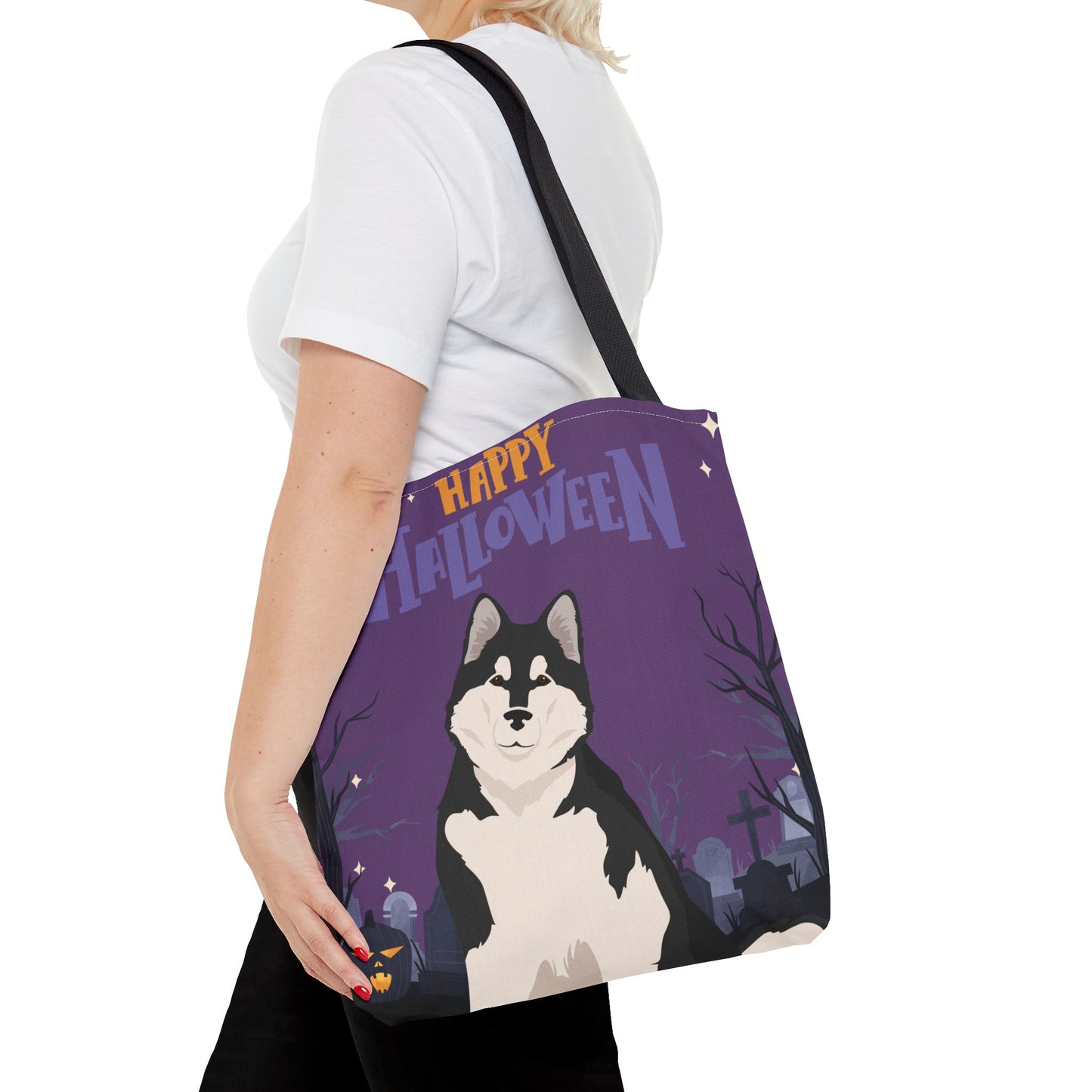 Alaskan Malamute Dog Happy Halloween Tote Bag 16x16
