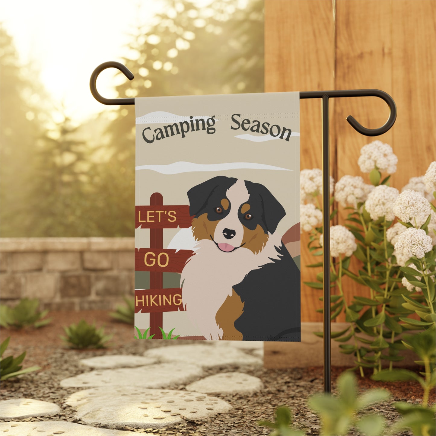 Miniature American Shepherd Dog Camping Garden Flag