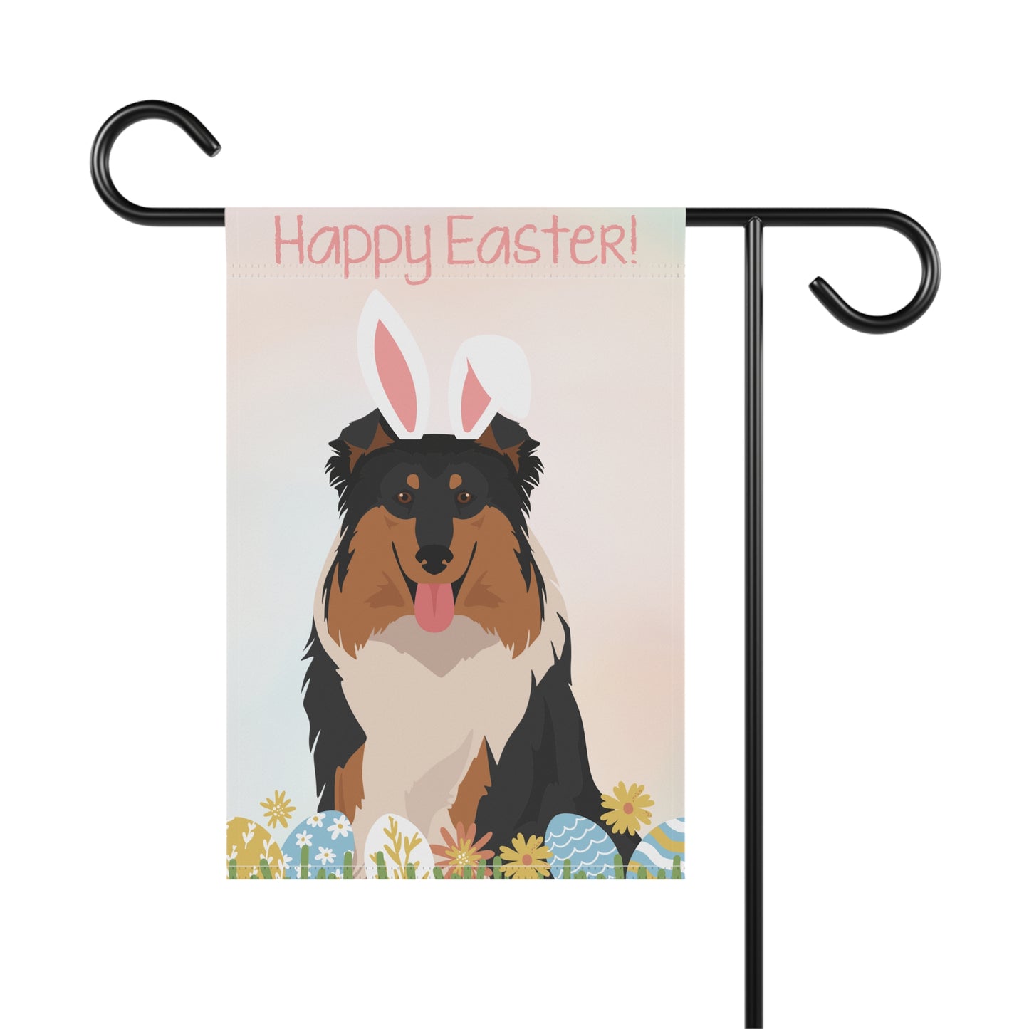 Collie Dog Happy Easter Garden Flag
