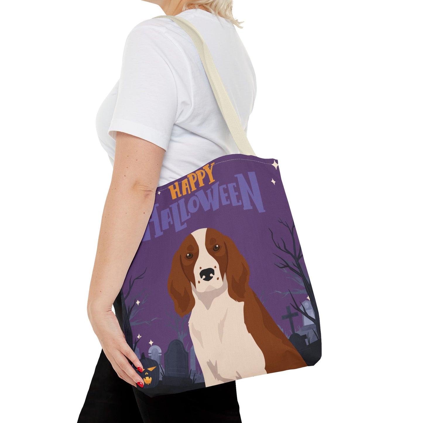 Welsh Springer Spaniel Dog Happy Halloween Tote Bag 16x16