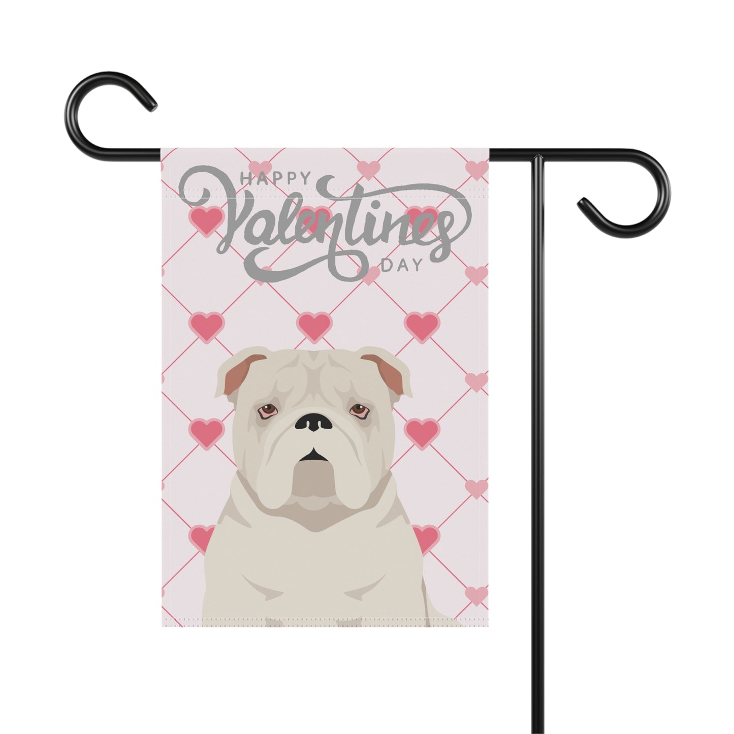 Bulldog Dog Valentines Day Garden Flag