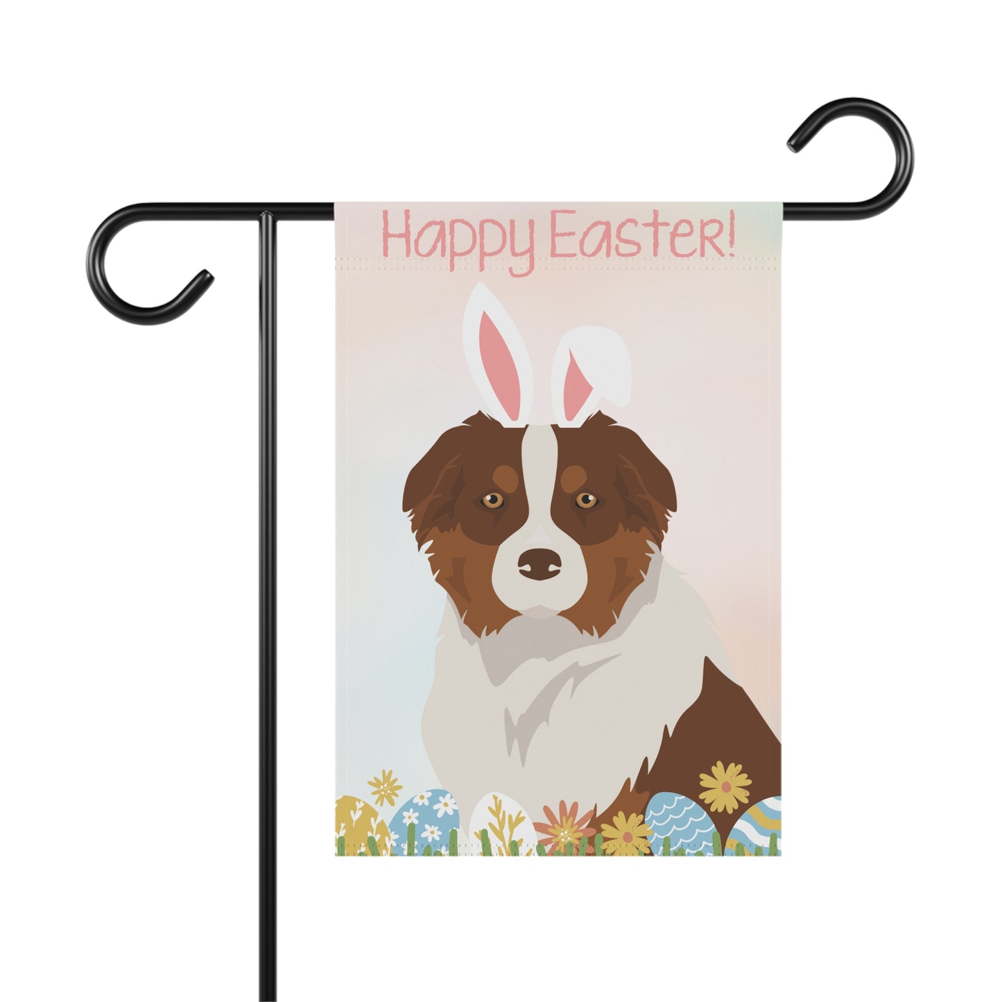 Australian Shepherd Dog Happy Easter Garden Flag