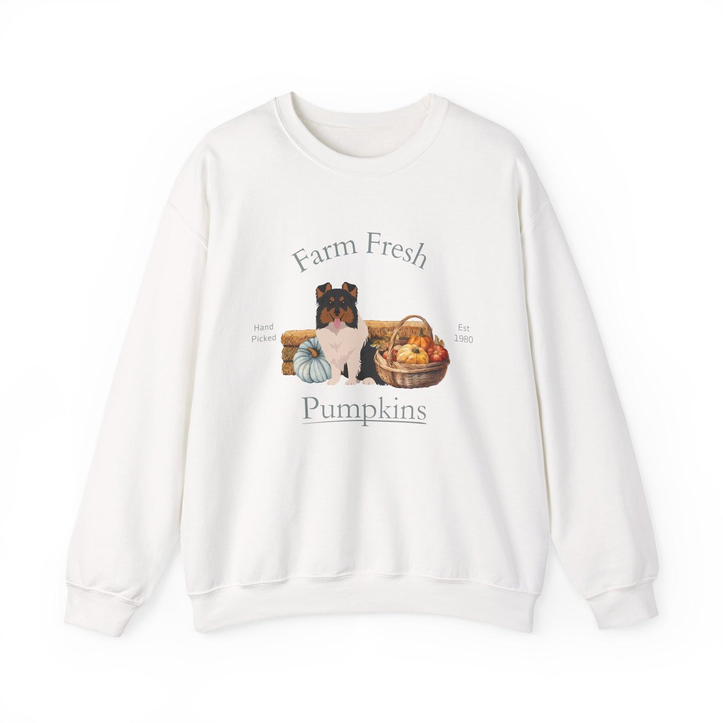 Shetland Sheepdog Dog Fall Farm Fresh Unisex Heavy Blend Crewneck Sweatshirt