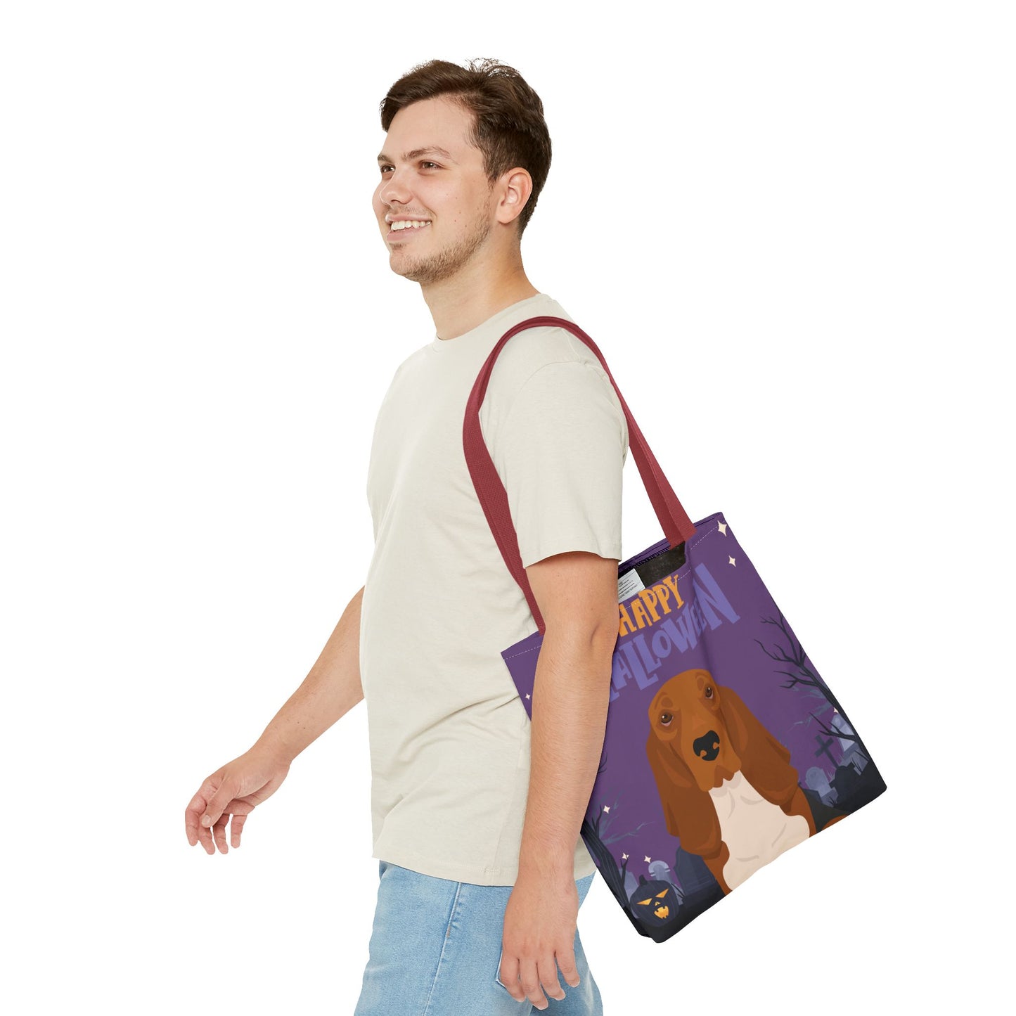 Basset Hound Dog Happy Halloween Tote Bag 16x16