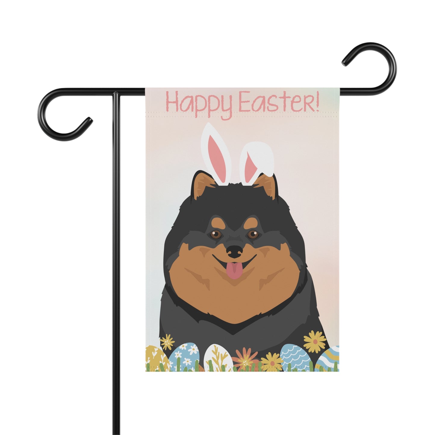 Pomeranian Dog Happy Easter Garden Flag