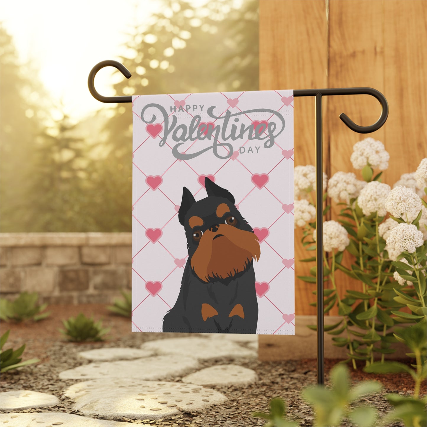 Brussels Griffon Dog Valentines Day Garden Flag
