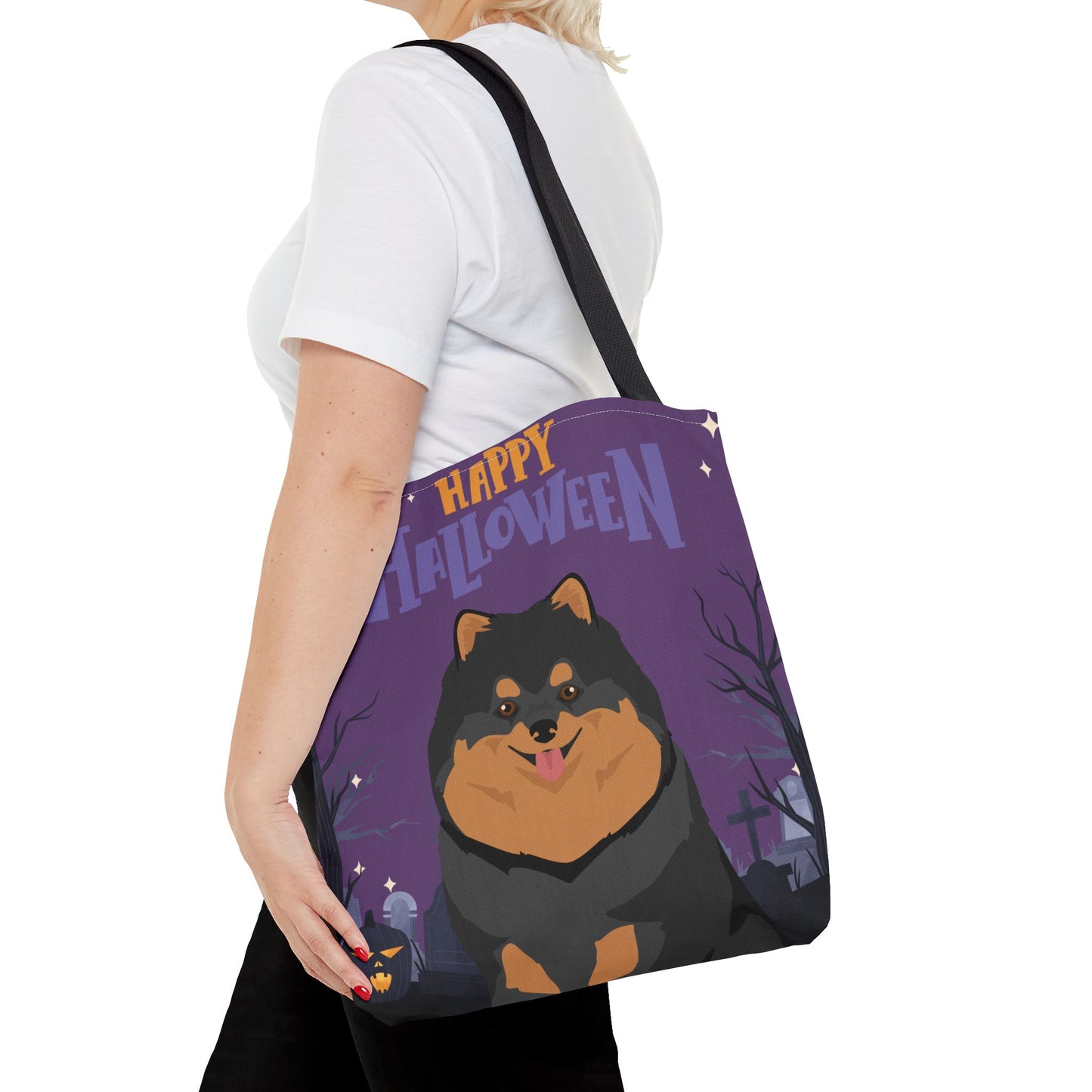 Pomeranian Dog Happy Halloween Tote Bag 16x16