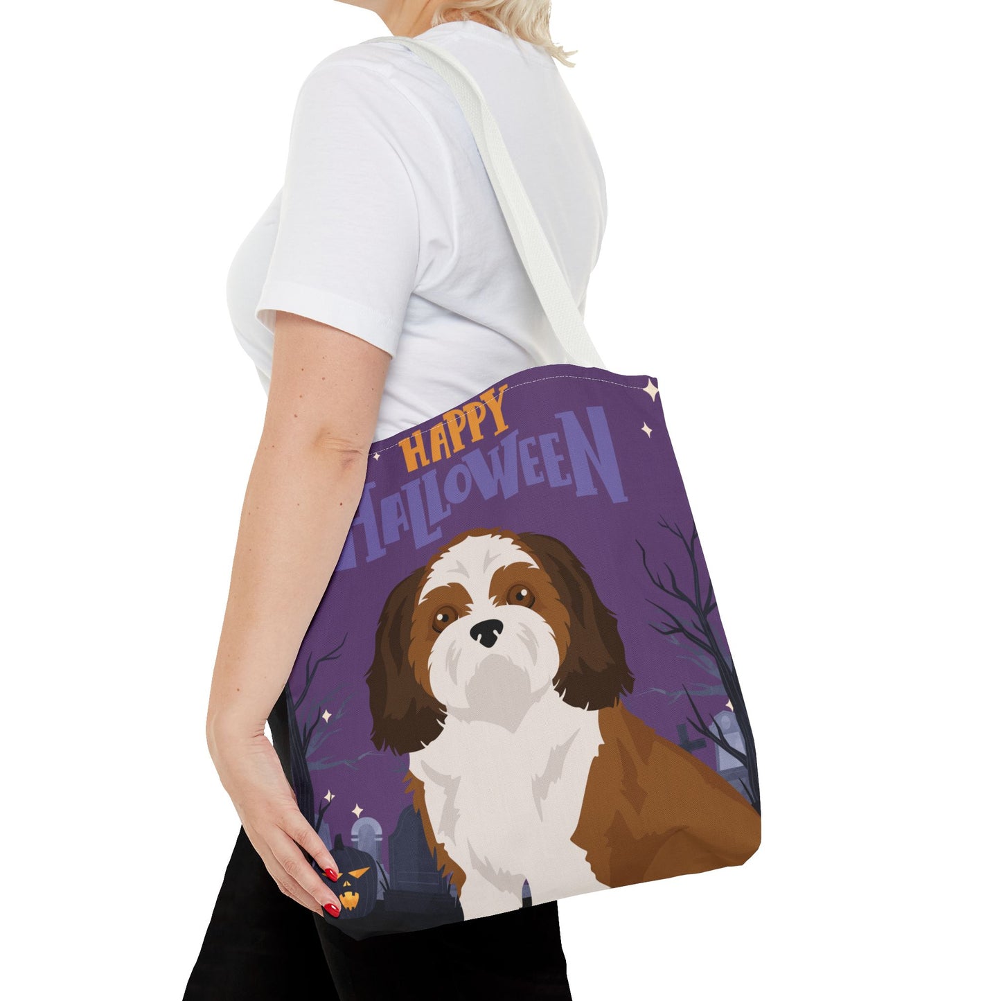 Shih Tzu Dog Happy Halloween Tote Bag 16x16