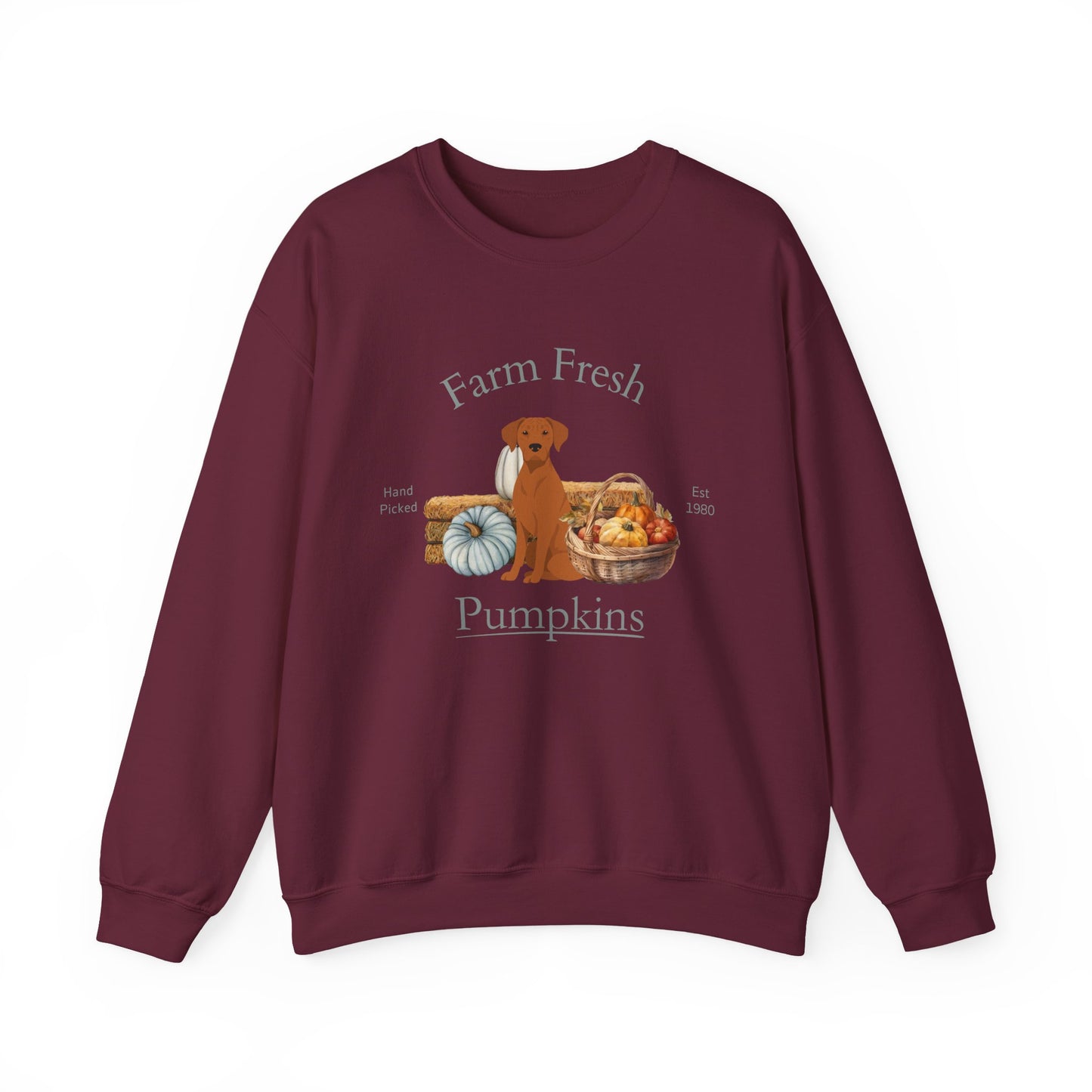Rhodesian Ridgeback Dog Fall Farm Fresh Unisex Heavy Blend Crewneck Sweatshirt