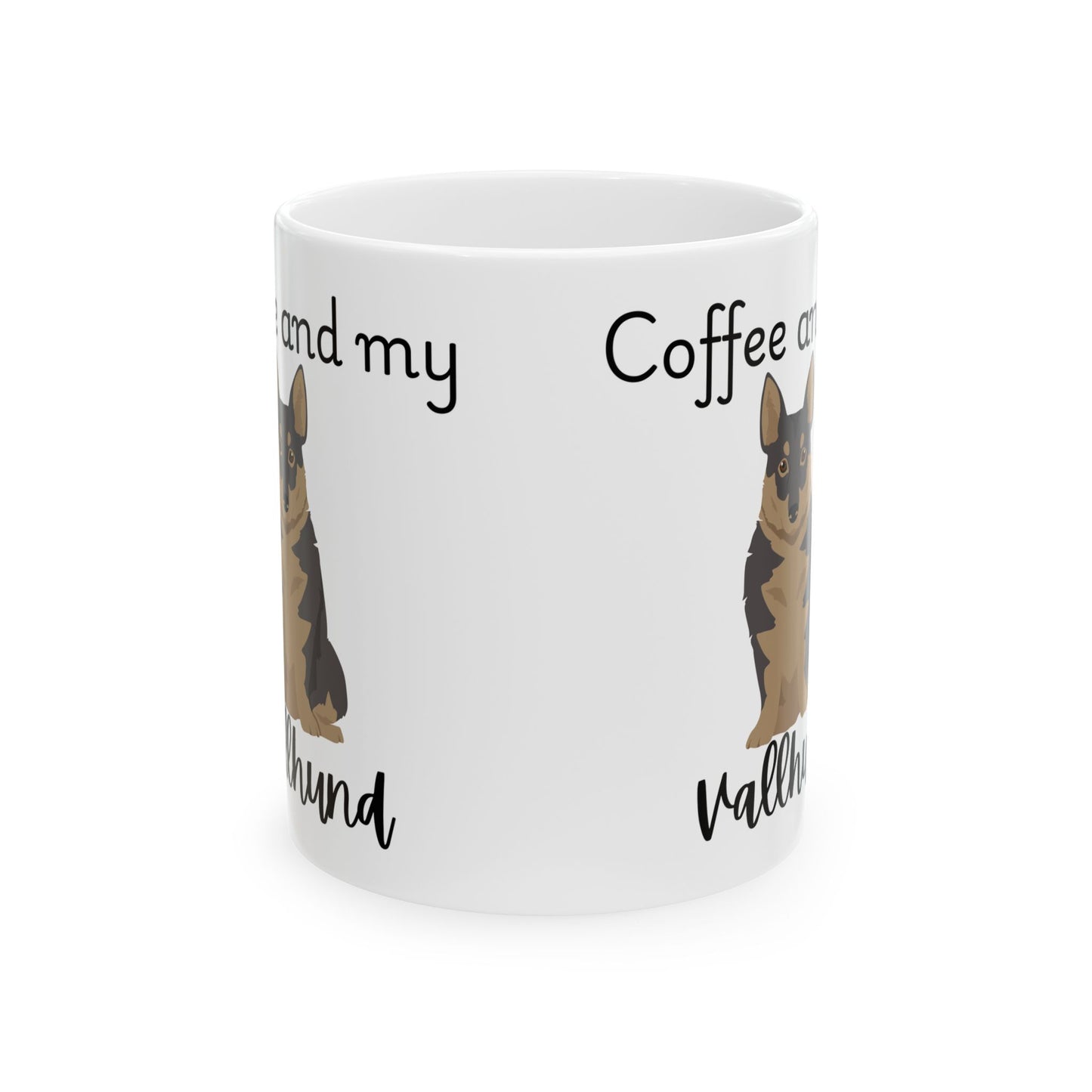 Coffee and My Vallhund Ceramic Mug | Dog Lover Gift, Pet Owner Cup, Cute Mug for Dog Moms, Funny Mug for Coffee Lovers
