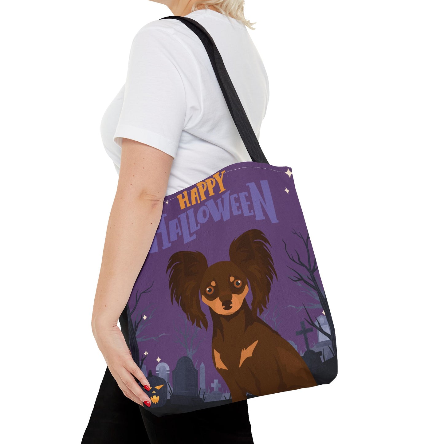 Russian Toy Terrier Dog Happy Halloween Tote Bag 16x16