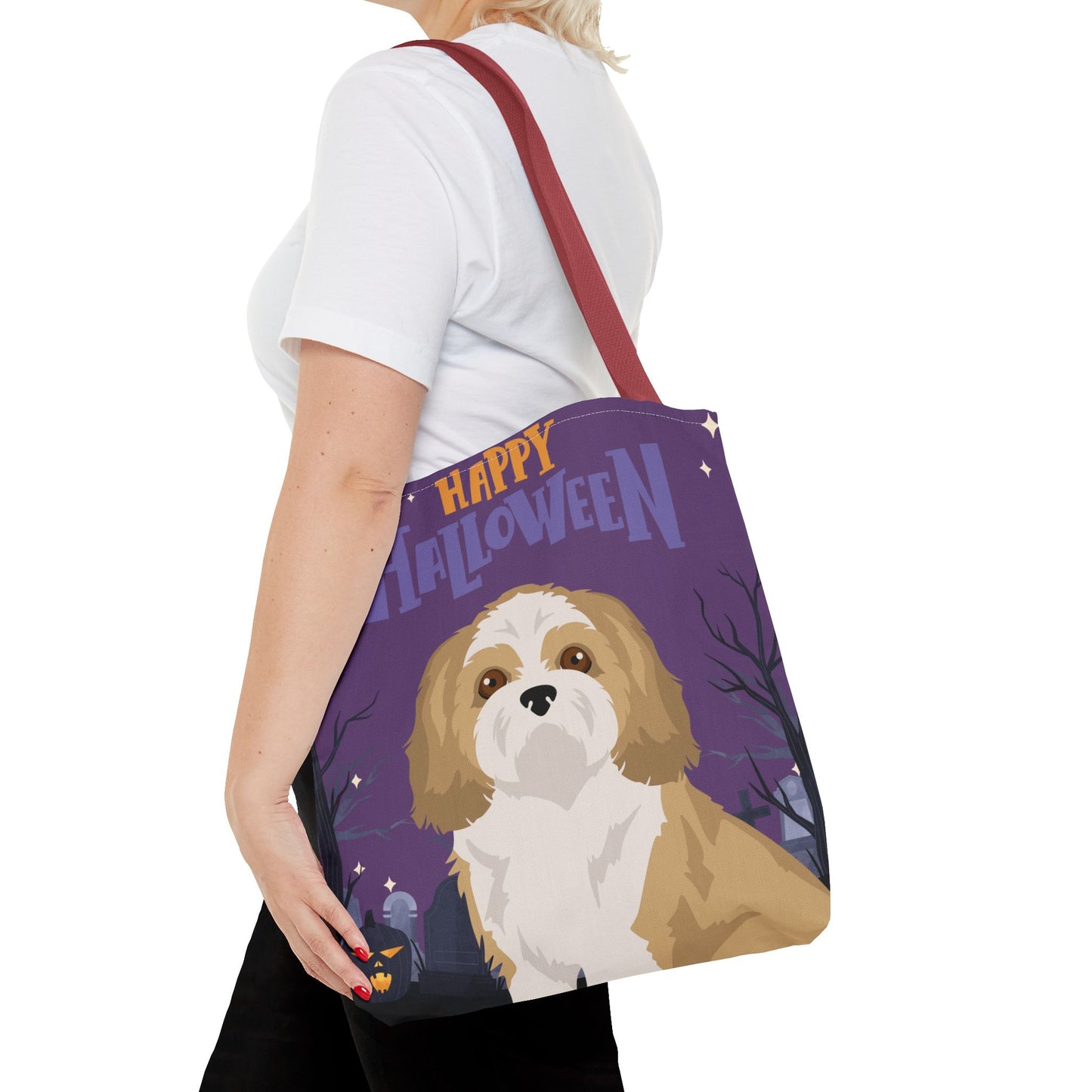 Shih Tzu Dog Happy Halloween Tote Bag 16x16