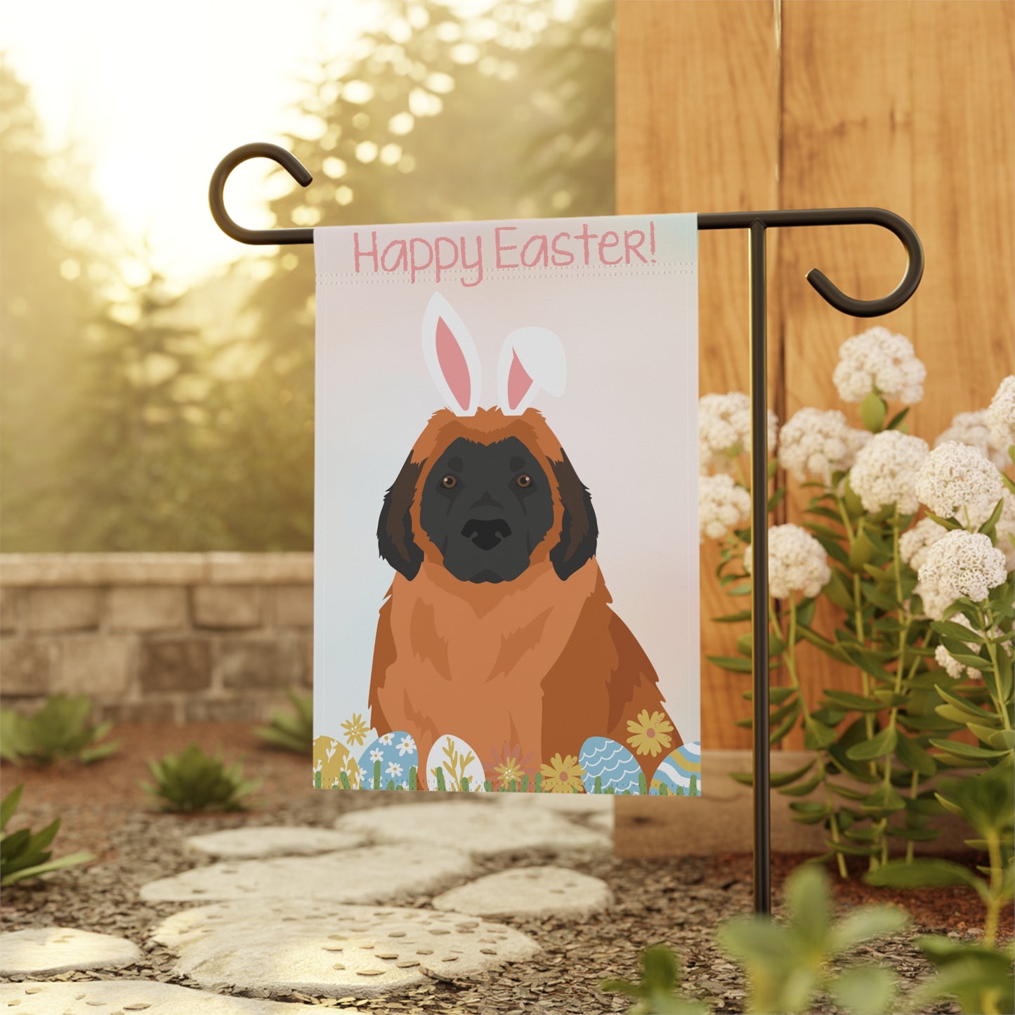 Leonberger Dog Happy Easter Garden Flag