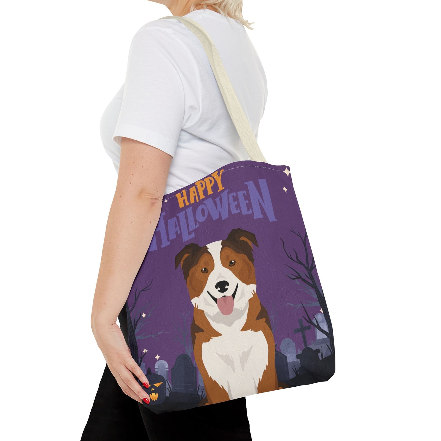 Border Collie Dog Happy Halloween Tote Bag 16x16