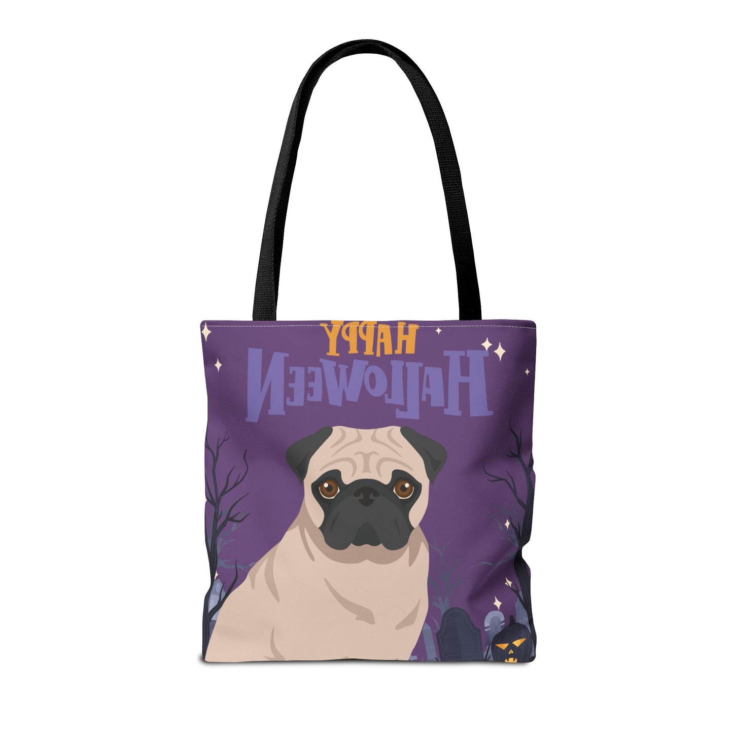 Pug Dog Happy Halloween Tote Bag 16x16