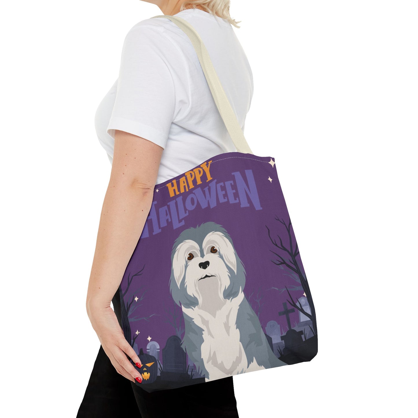 Lowchen Dog Happy Halloween Tote Bag 16x16