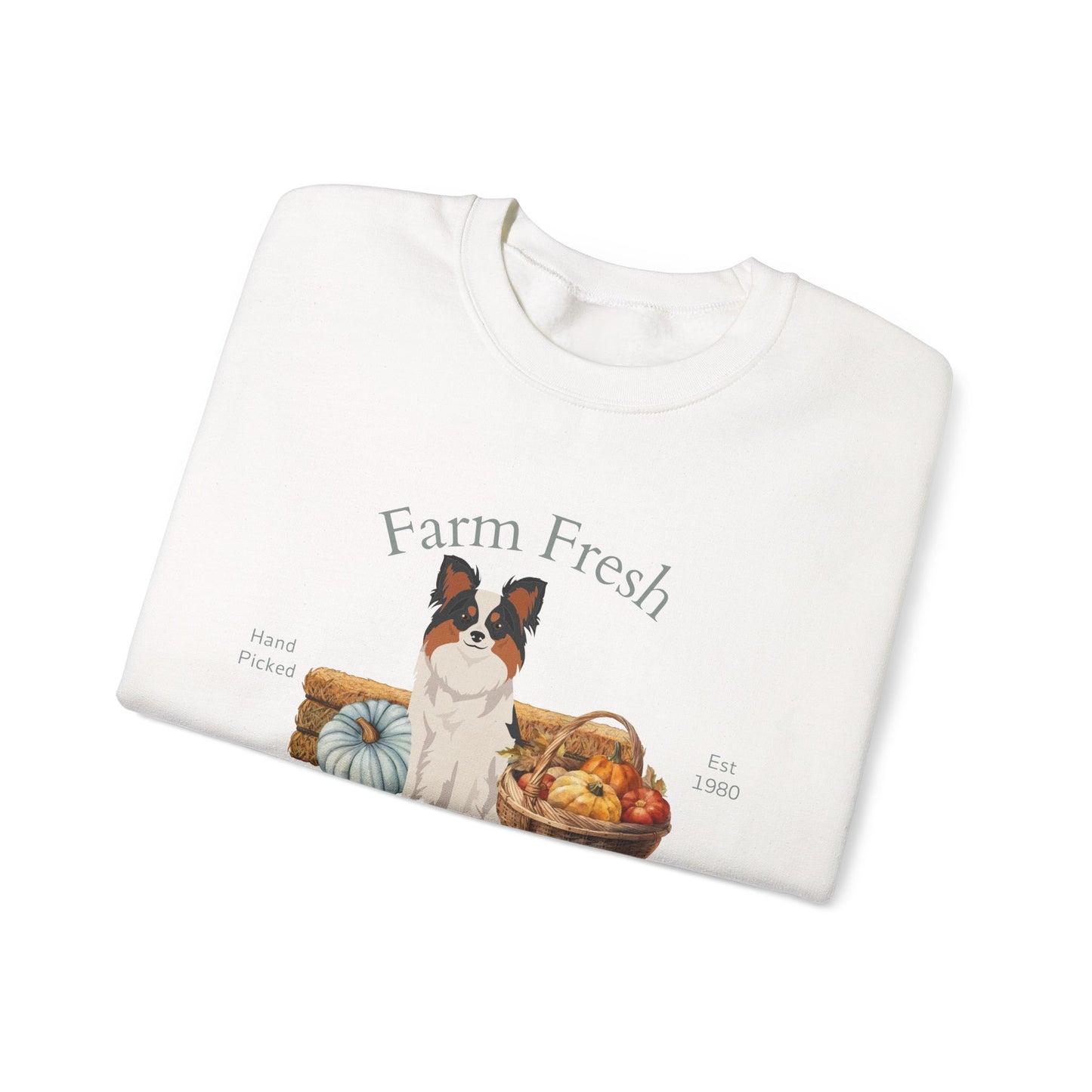 Papillon Dog Fall Farm Fresh Unisex Heavy Blend Crewneck Sweatshirt