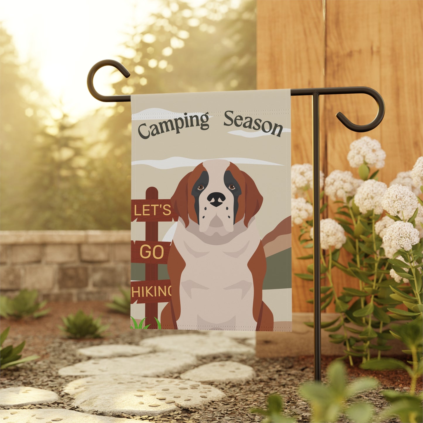 St Bernard Dog Camping Garden Flag