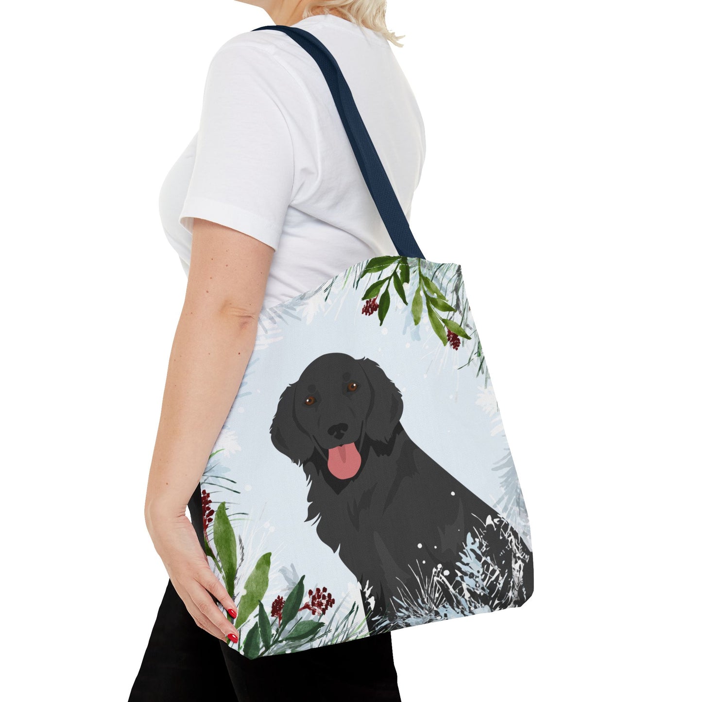 Flat Coated Retriever Dog Christmas Holiday Tote Bag 16x16