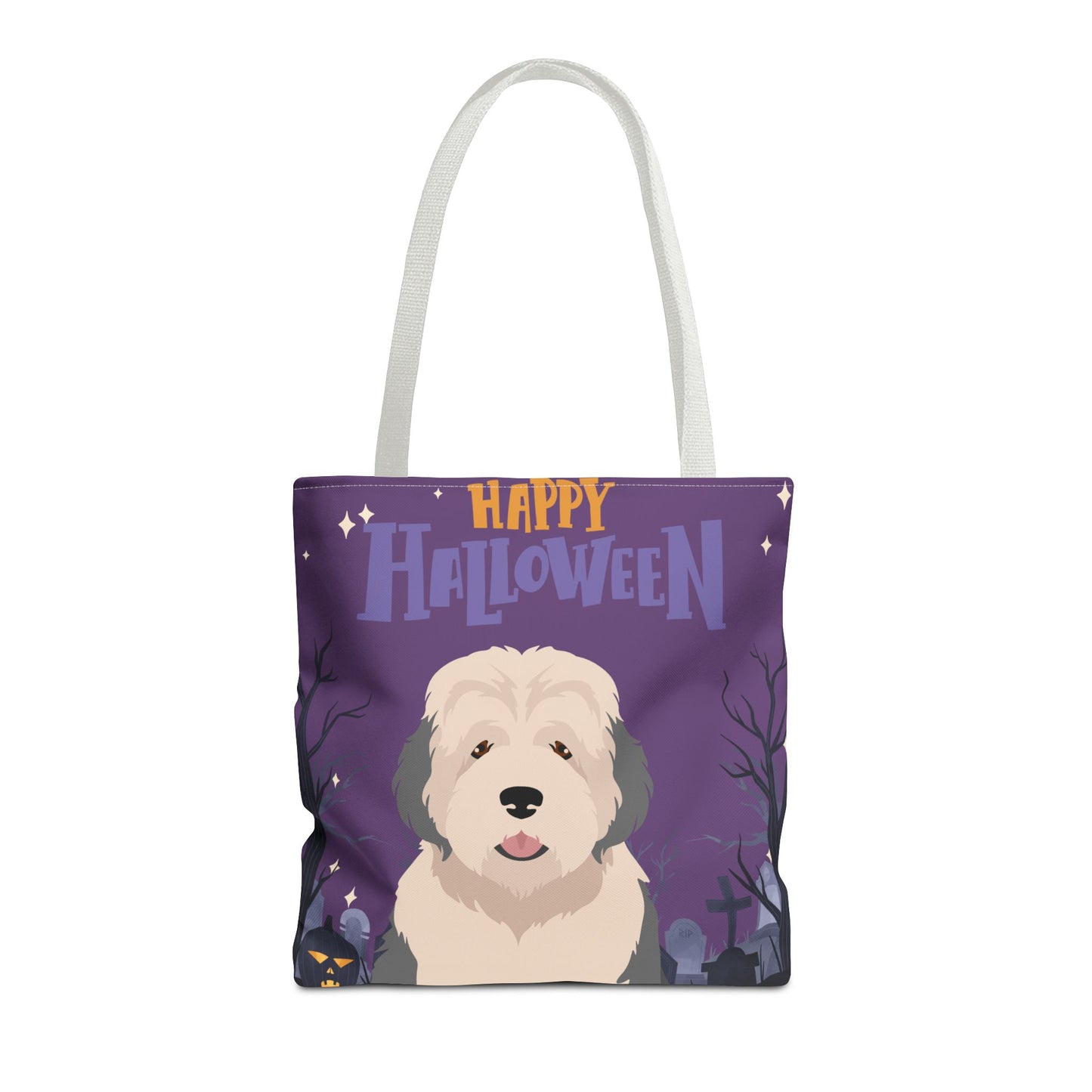 Old English Sheepdog Dog Happy Halloween Tote Bag 16x16