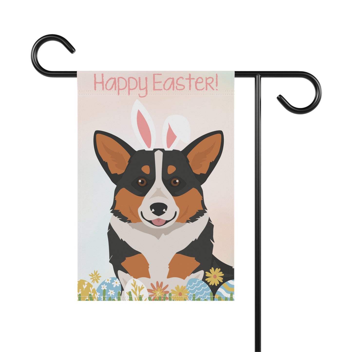 Pembroke Welsh Corgi Dog Happy Easter Garden Flag