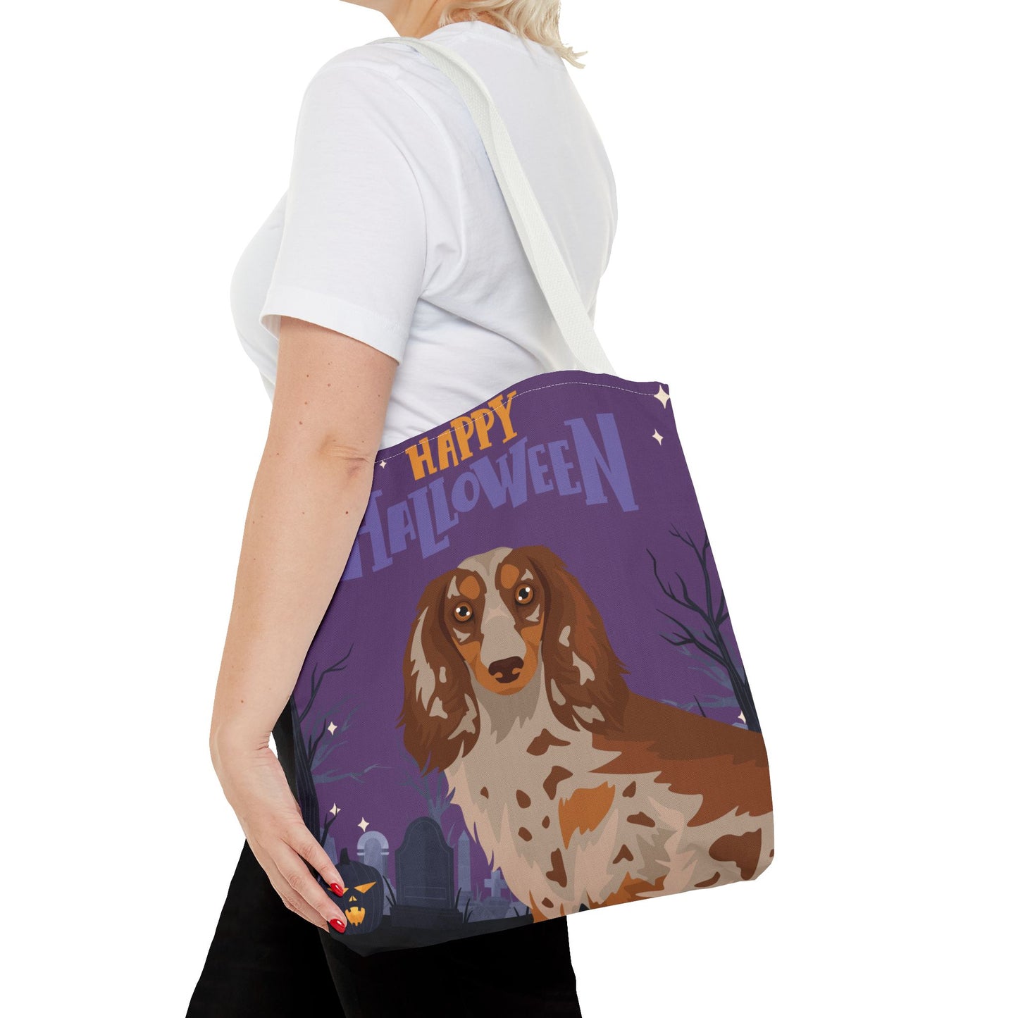 Dachshund Dog Happy Halloween Tote Bag 16x16