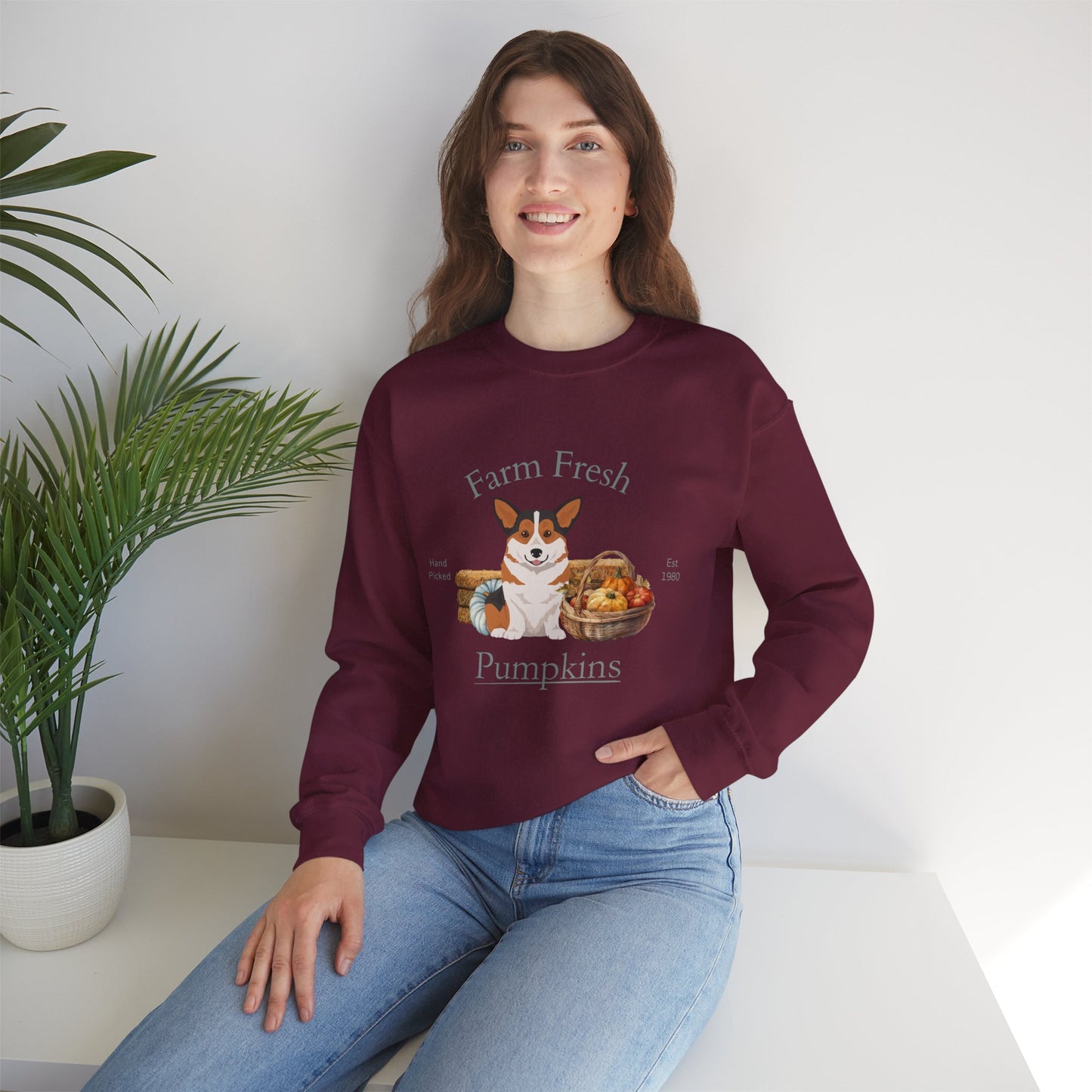 Pembroke Welsh Corgi Dog Fall Halloween Unisex Heavy Blend Crewneck Sweatshirt
